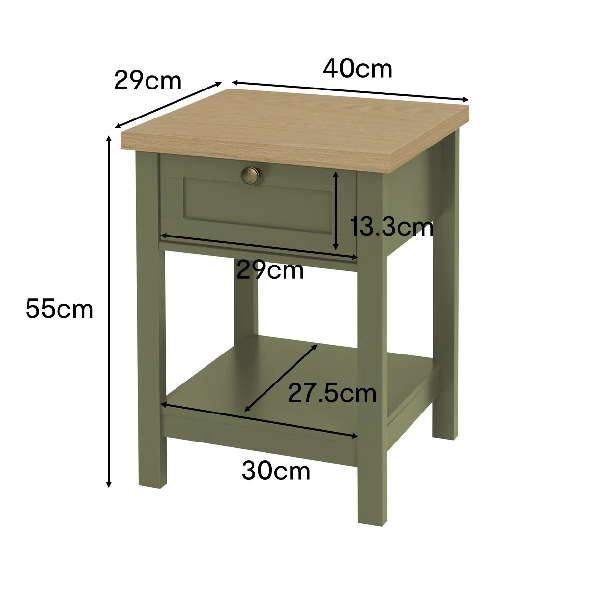 9 Oliver Bedside Table - Olive Green, 9 of 9