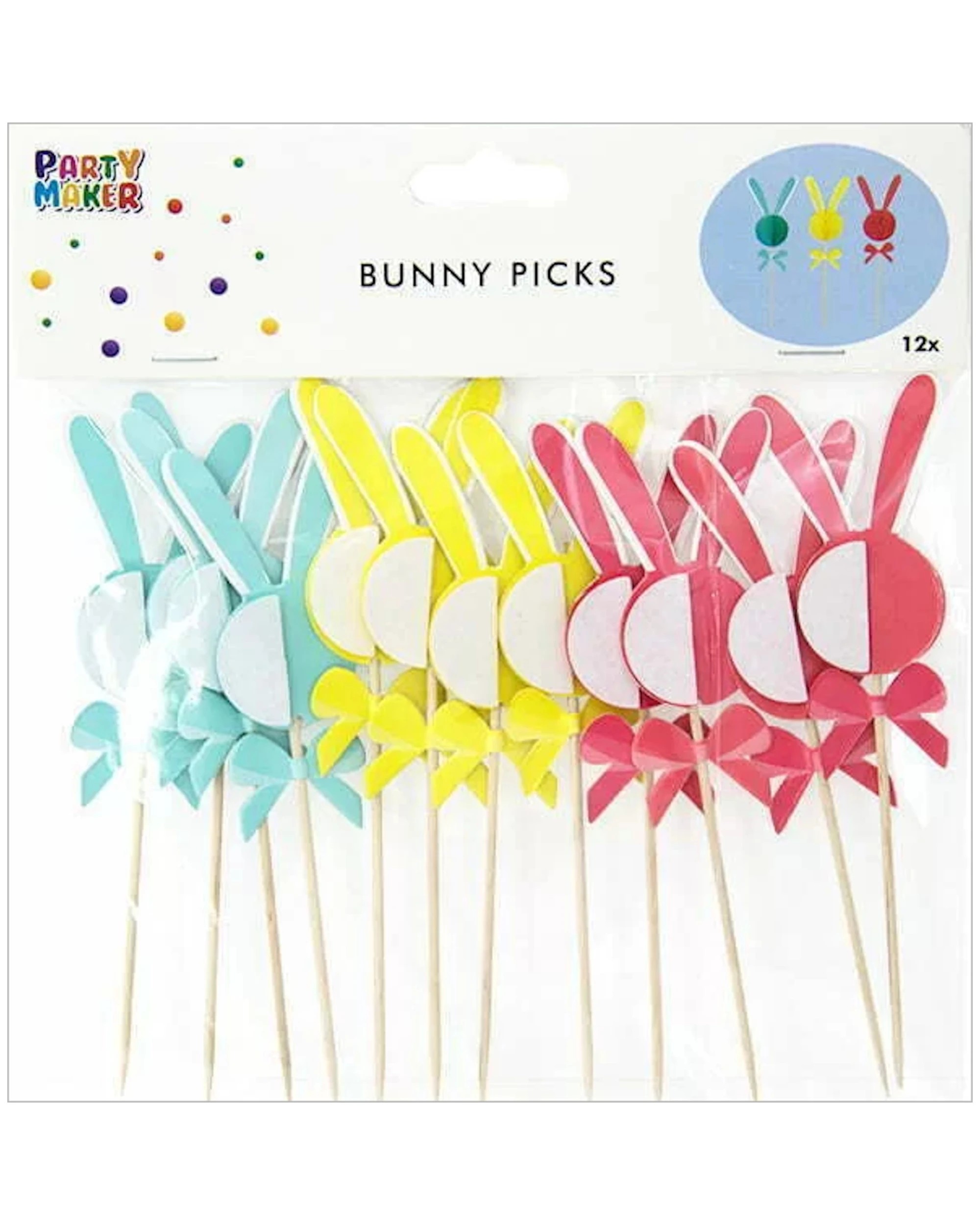 3 Partyrama Bunny Honeycomb Picks Pack of 12 - Assorted, 3 of 3