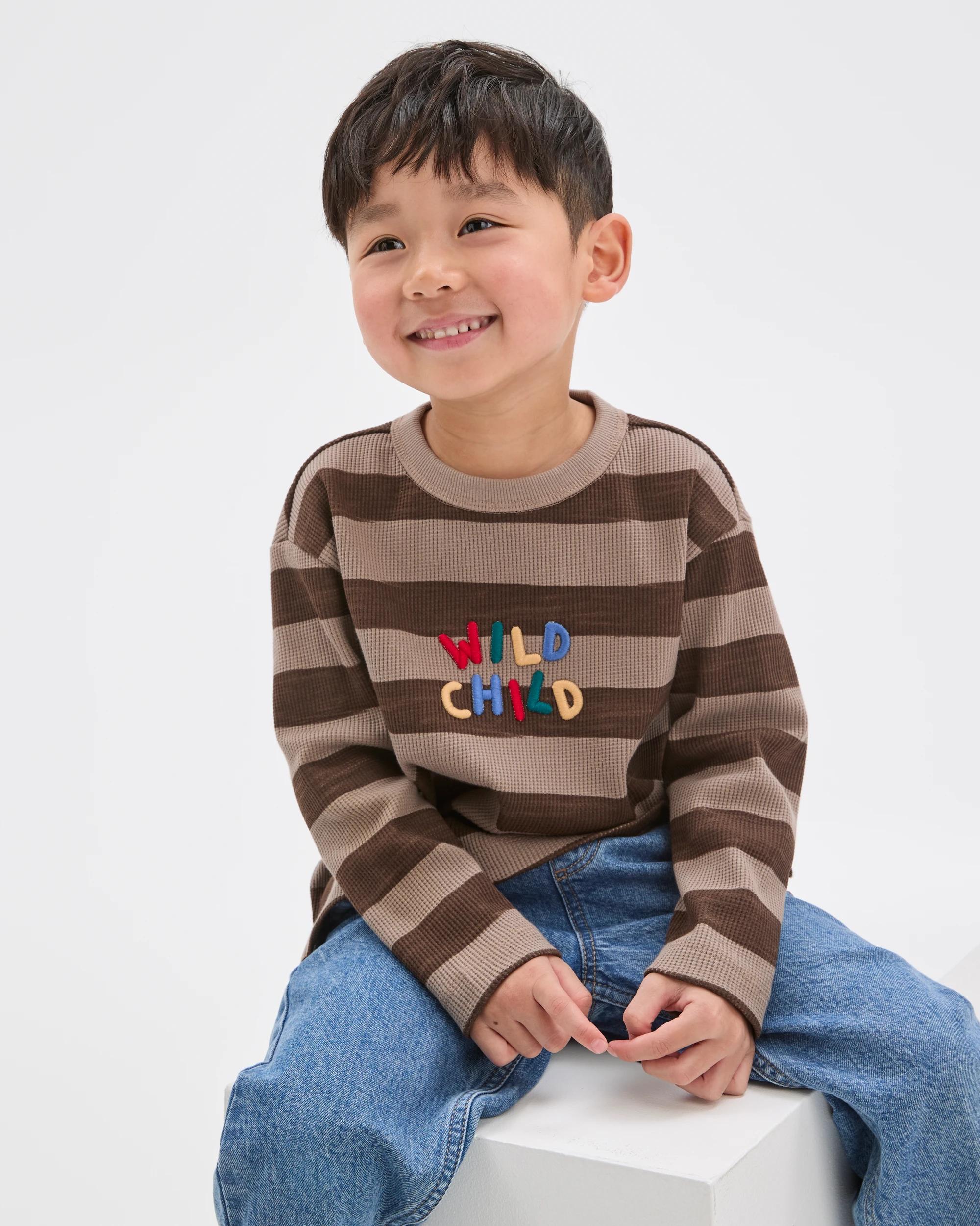 2 Target Kids Australian Cotton Long Sleeve Stripe T-Shirt BROWN, 2 of 8