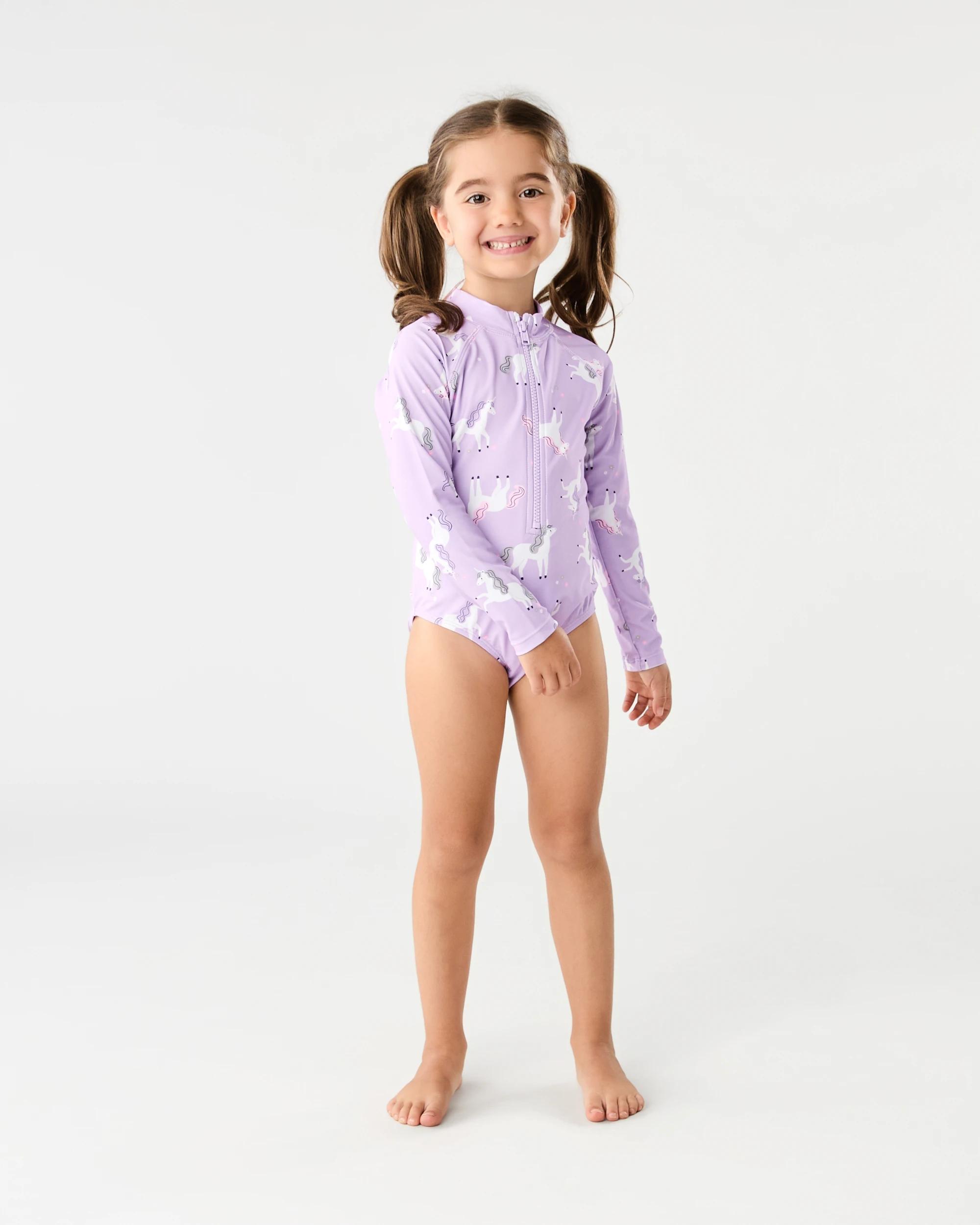1 Long Sleeve One Piece Swimsuit Pur Unicrn, 1 of 4