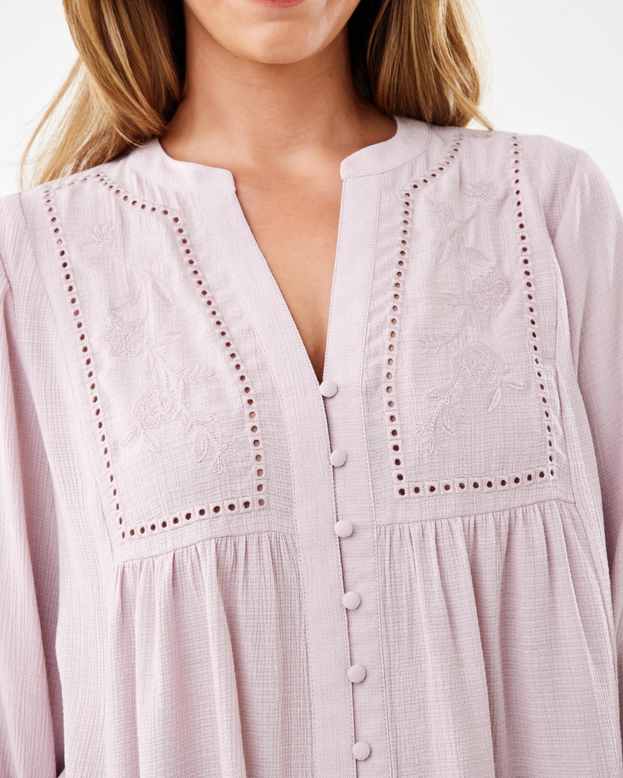 5 Long Sleeve Boho Detail Top Soft Prpl, 5 of 7