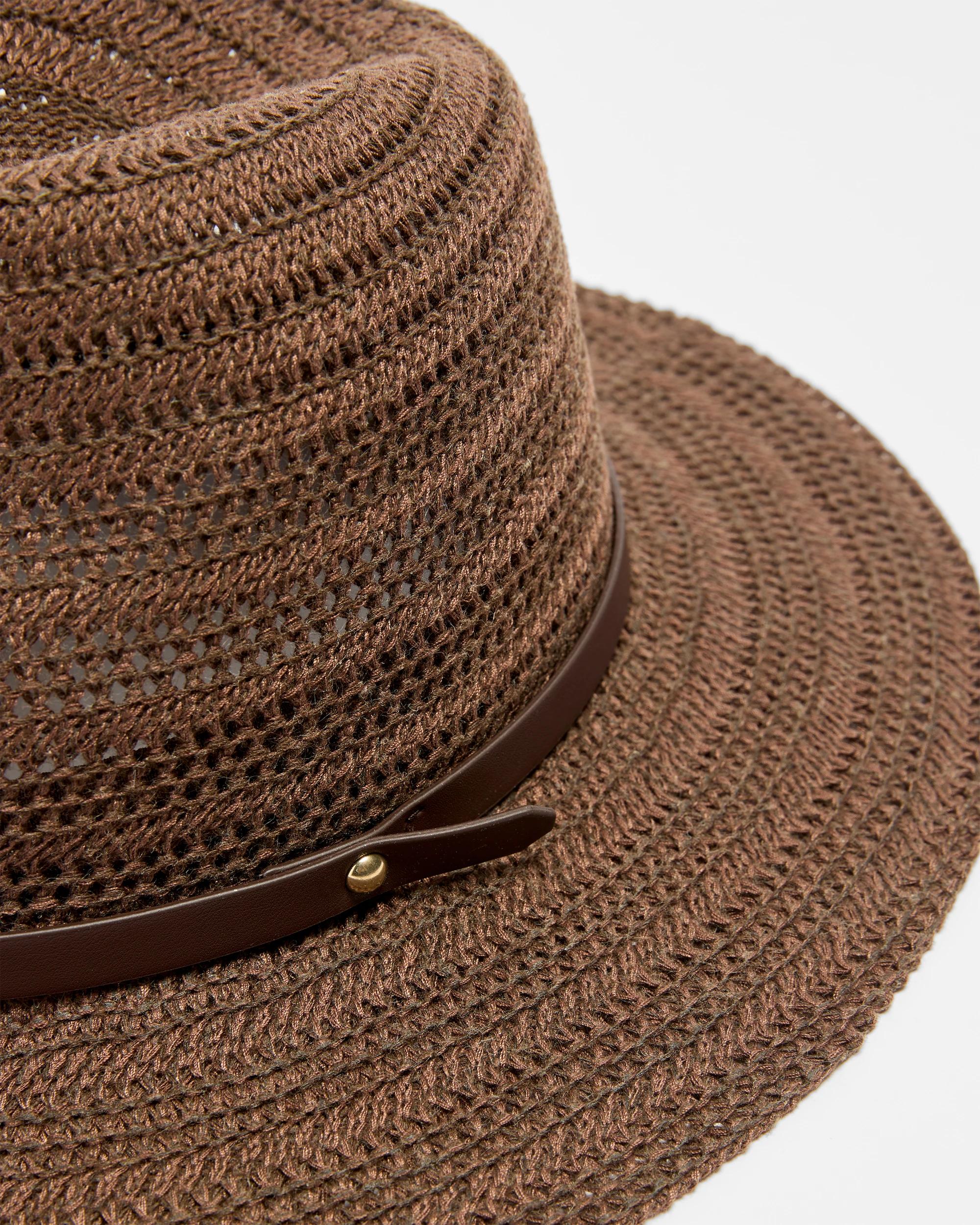 2 Target Womens Textured Knit Fedora Hat CHOCOLATE, 2 of 2