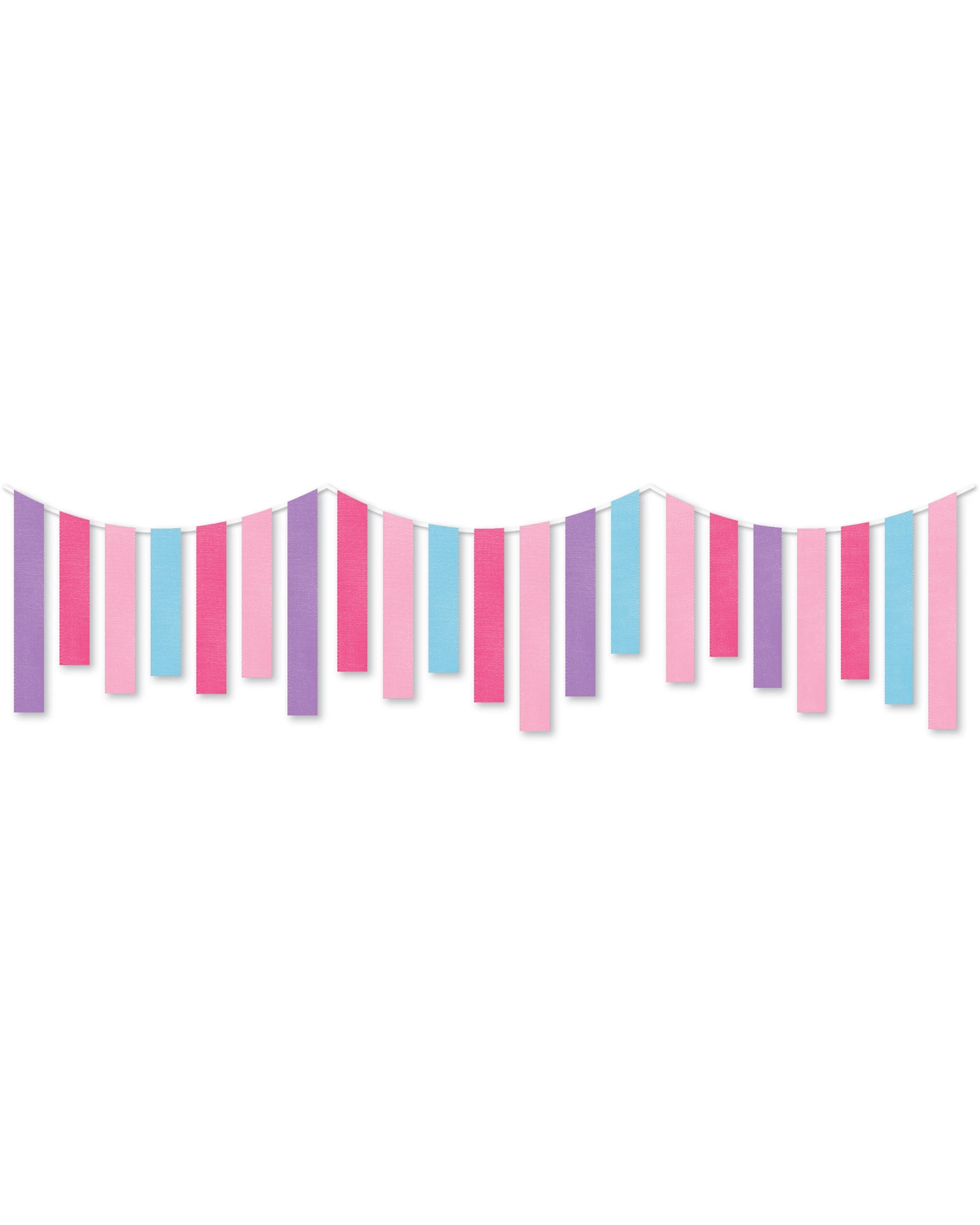 1 Artwrap Pink Purple and Blue Ribbon Garland 3m - Multi, 1 of 3