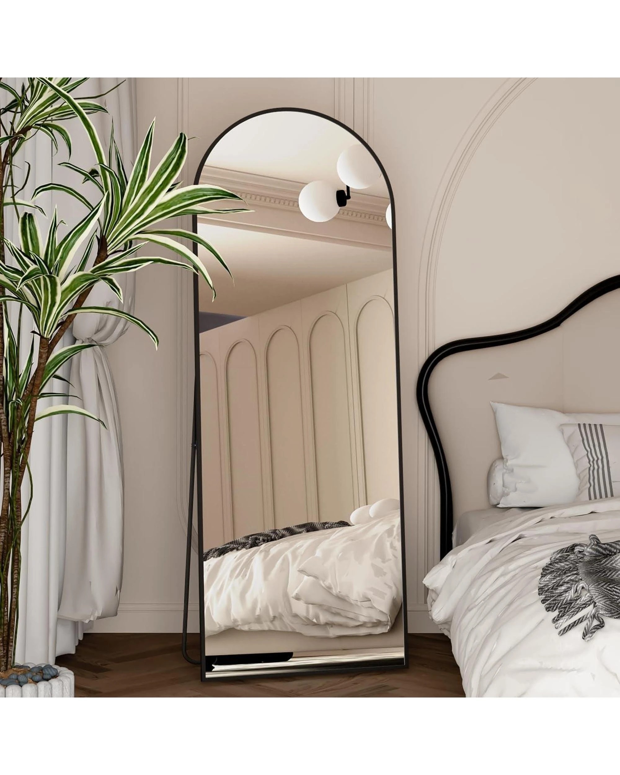 6 OAKORY 162x53cm Arched Full Length Mirror, Floor Mirror for Bedroom Living Room Entry Black - Black, 6 of 8
