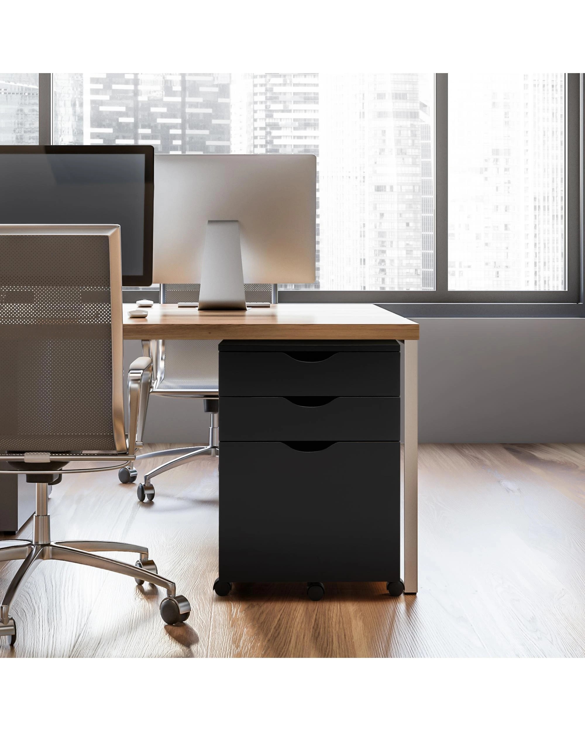 2 Kodu Filing Cabinet Storage 3 Drawers Home Office Mobile Pedestal - Black, 2 of 8