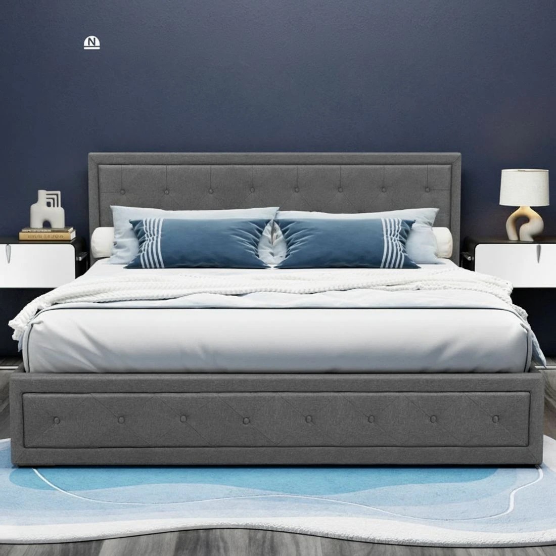 6 Artiss Bed Frame King Size Gas Lift - Grey, 6 of 8