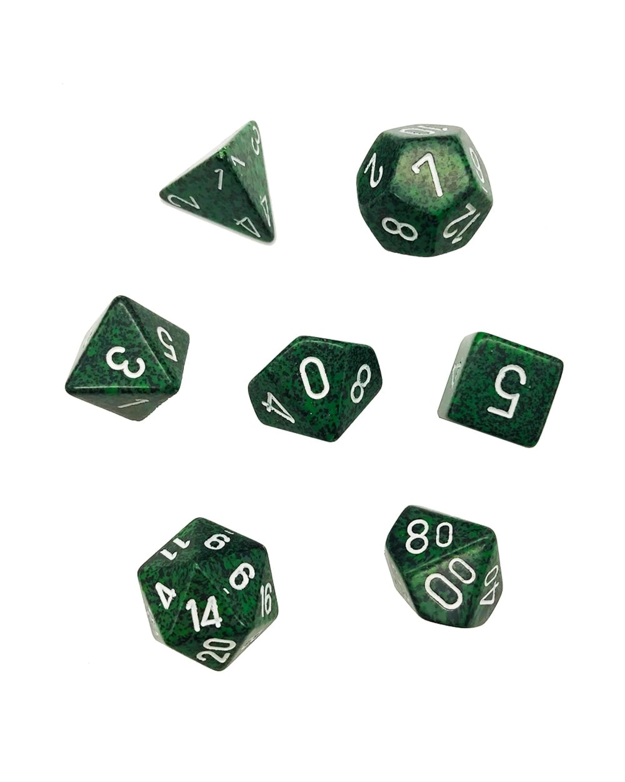 3 Chessex Recon Speckled Polyhedral 7-Die Set - Green/Black and White, 3 of 3