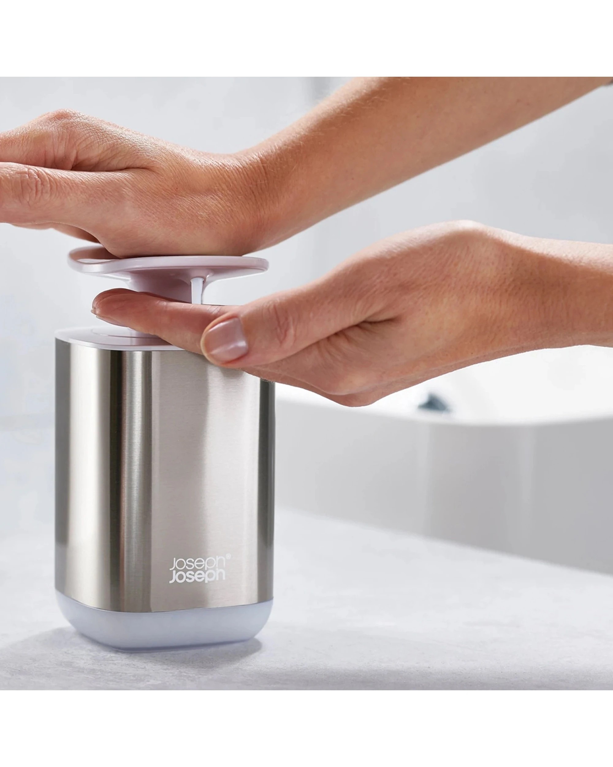 4 Joseph Joseph Presto Steel Soap Dispenser Large Easy-Push Pump - White, 4 of 4
