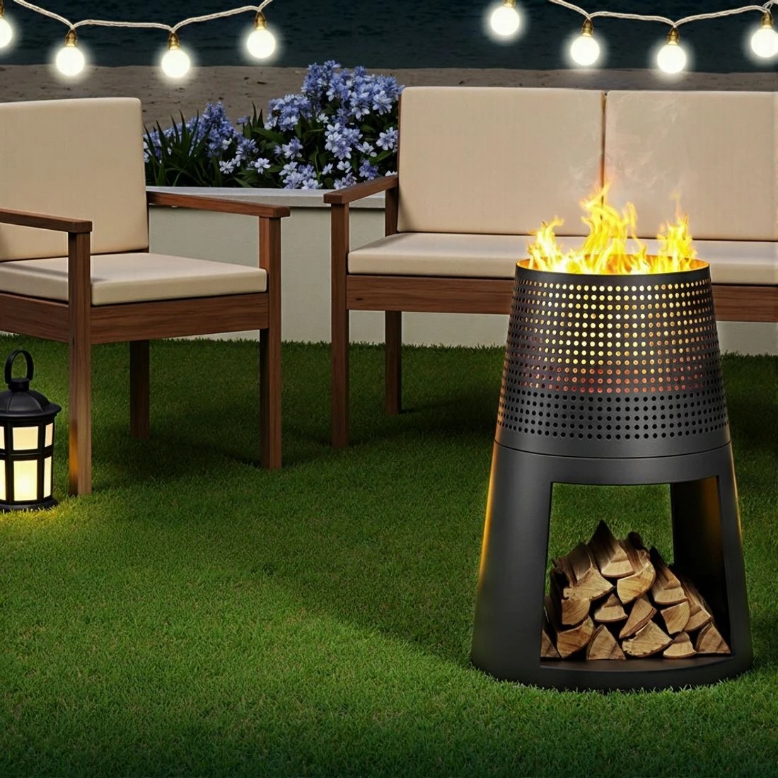 6 Grillz Fire Pit Deep Bowl Iron Outdoor - Black, 6 of 6