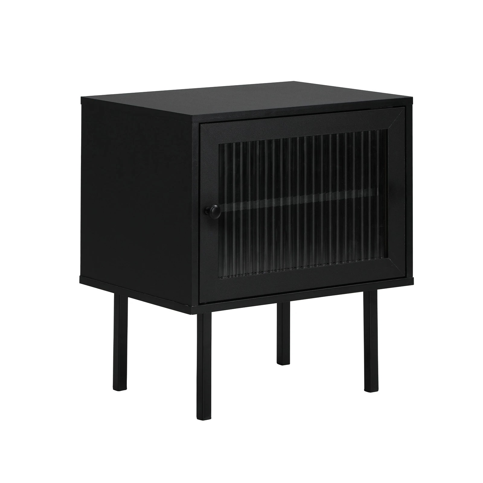 1 Oikiture Bedside Tables Nightstand Storage Cabinet Side End Table Wood
 - Black, 1 of 10