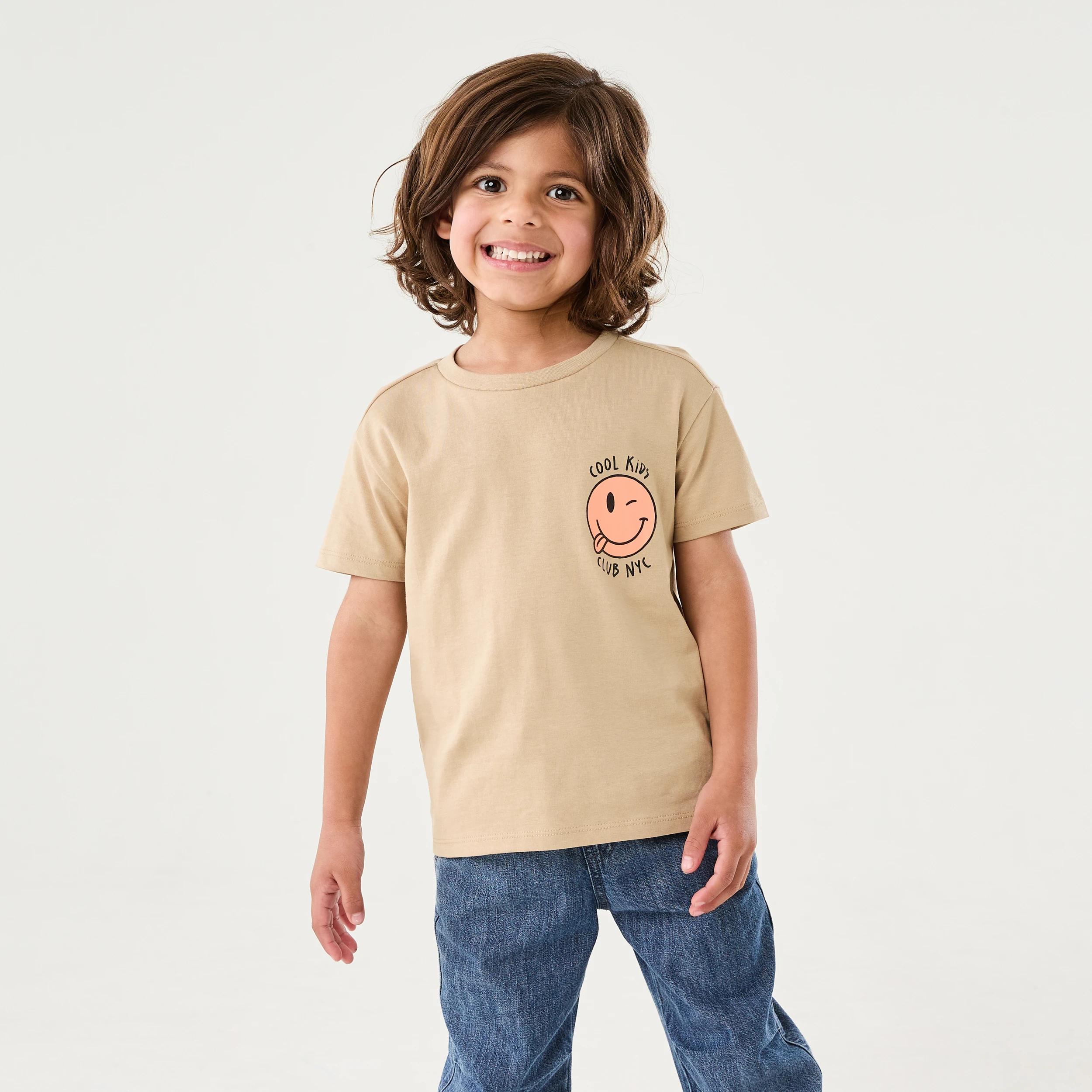 1 Chest Print T-shirt CHEEKY SMILE LIGHT BROWN, 1 of 6
