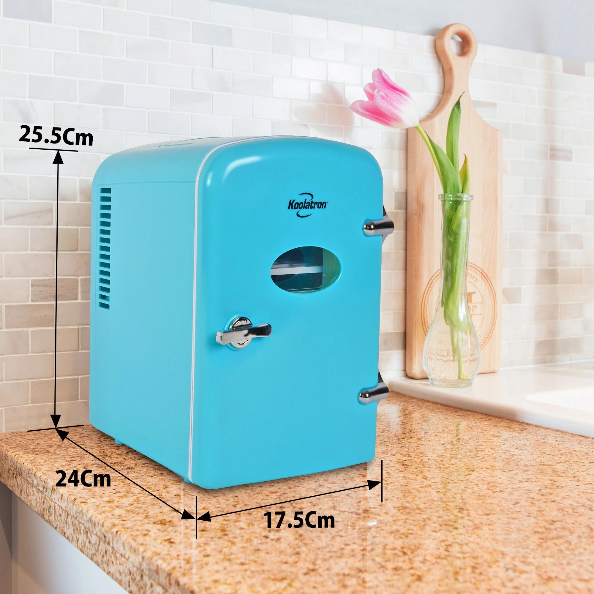 6 Koolatron 4L Green Retro Mini Fridge - Aqua, 6 of 8