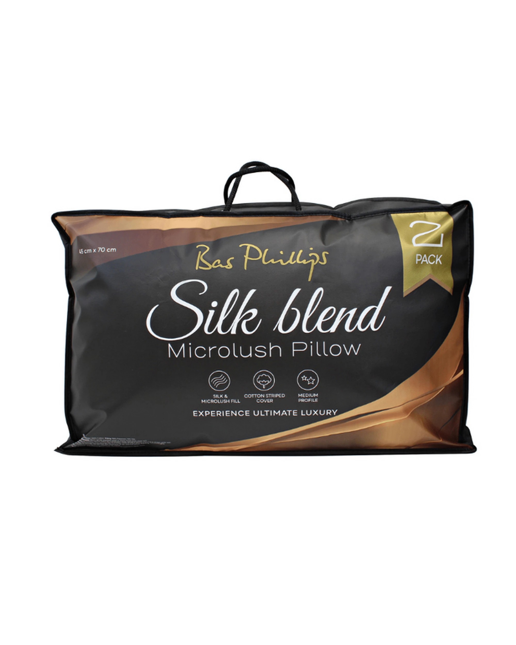 1 Bas Phillips 2 Pack Silk Blend Microlush Pillow 900Gms - White, 1 of 3