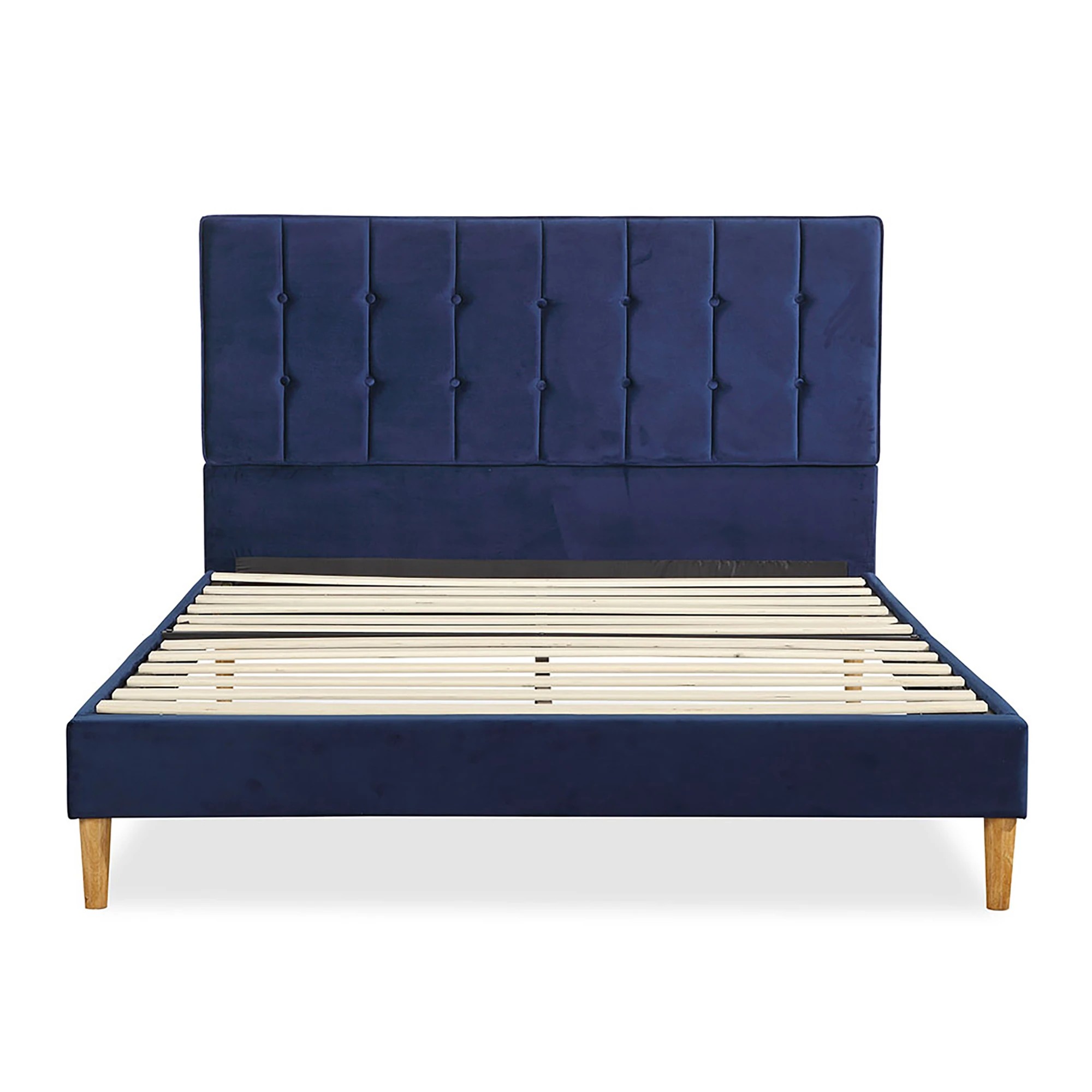 2 Levede Blue Upholstered Bed Frame - Queen, 2 of 4