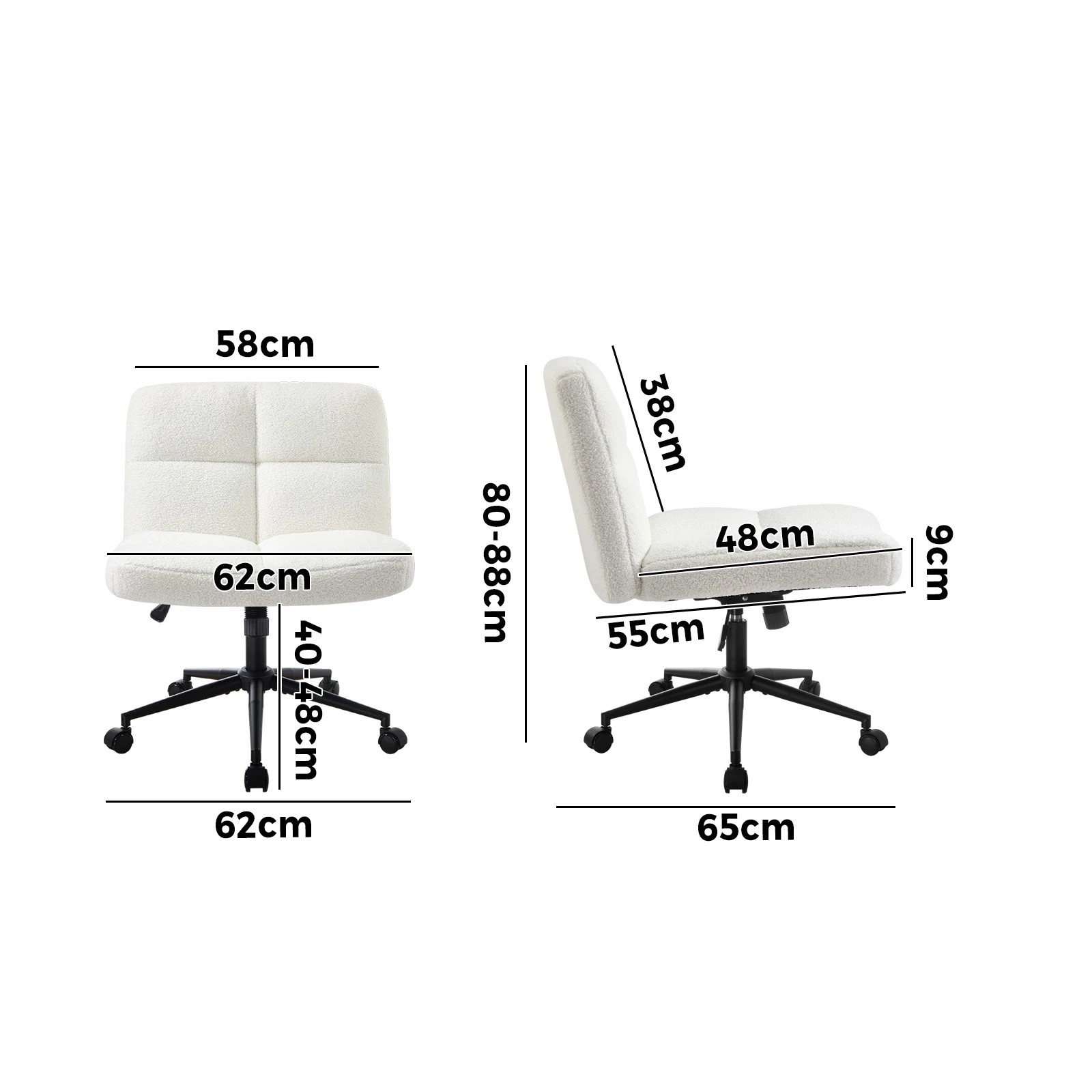 4 Oikiture Armless Office Desk Chair Boucle
 - White, 4 of 10