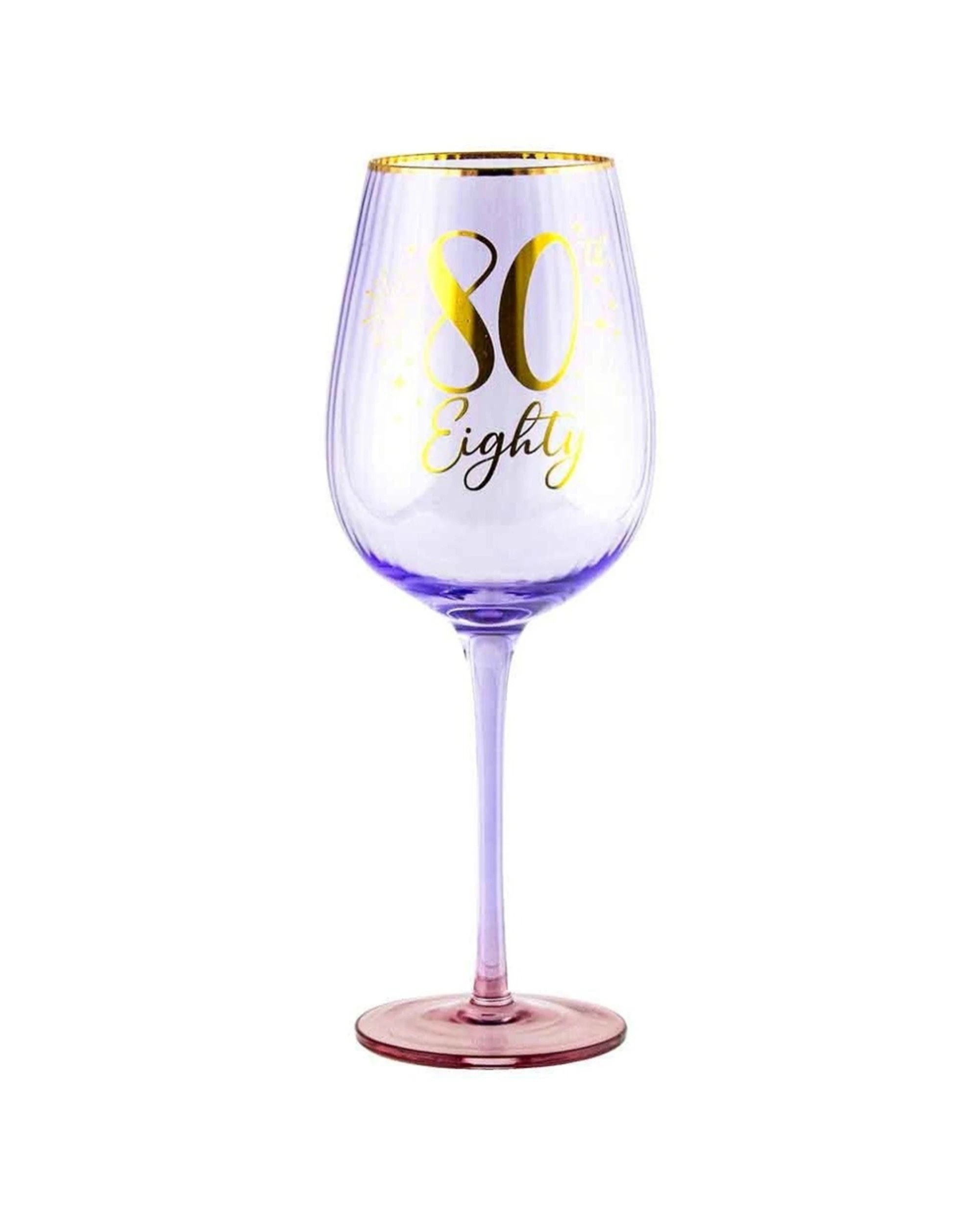 1 LMD Fluted Wine Drinking Glass Happy 80th Birthday - Purple, 1 of 1
