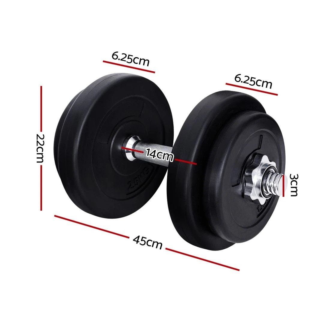 2 Everfit 20kg Dumbbell Set Weight Plates Dumbbells Lifting Bench - Black, 2 of 6