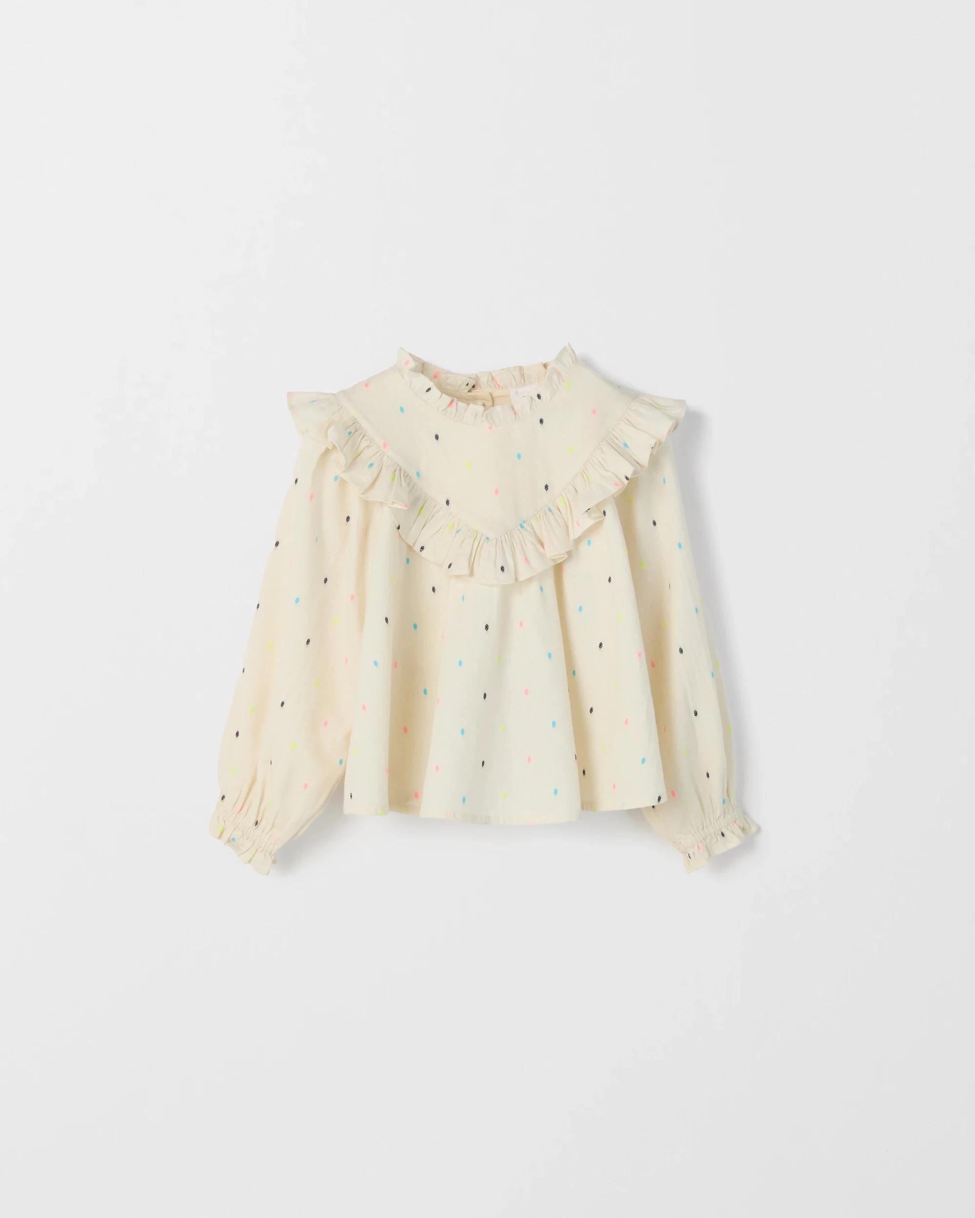 5 Target Kids Long Sleeve Fashion Woven Frill Blouse CREAM, 5 of 6