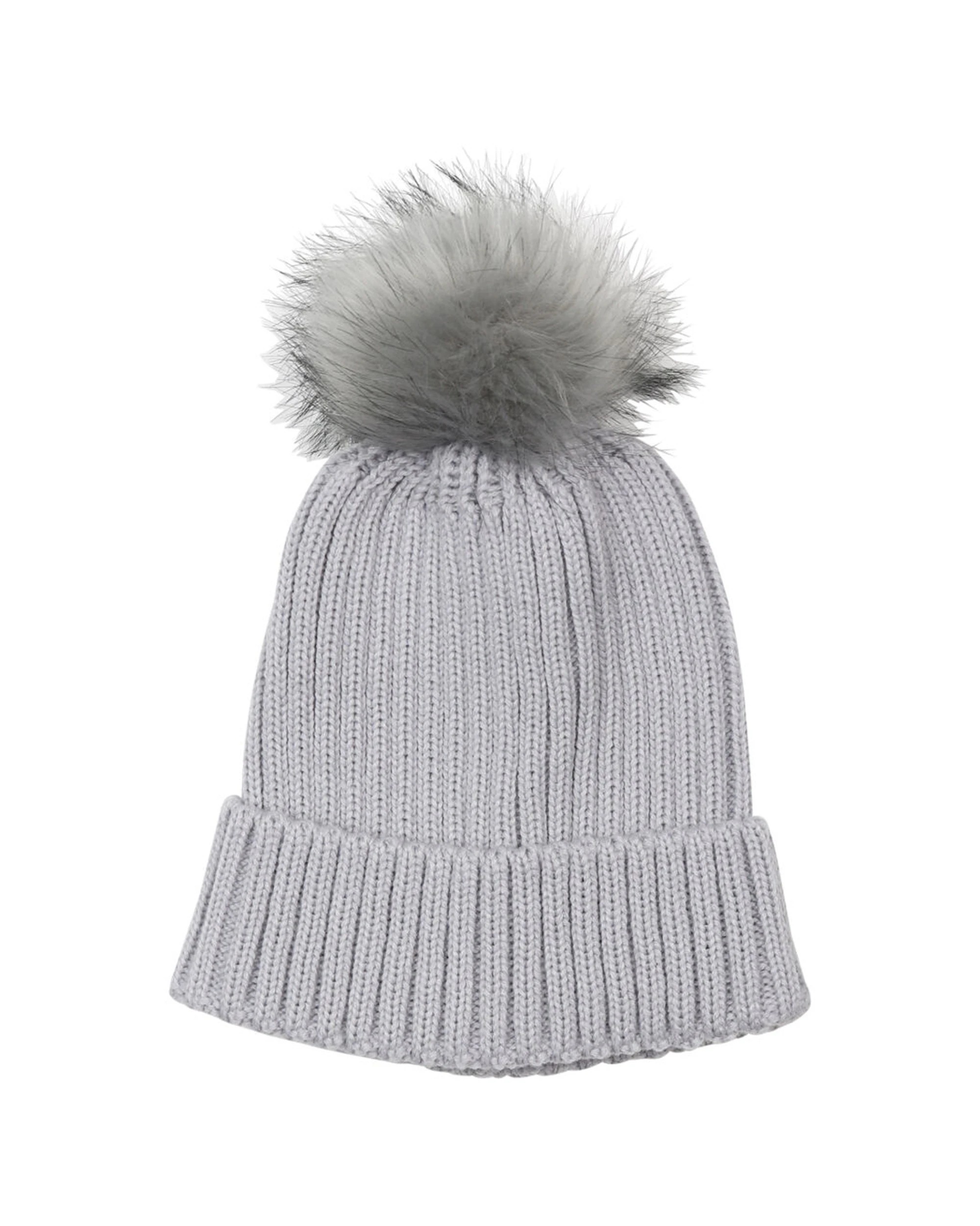 1 Wicked Sista Acrylic Ribbed Beanie With Pom-Pom One Size - Grey, 1 of 1
