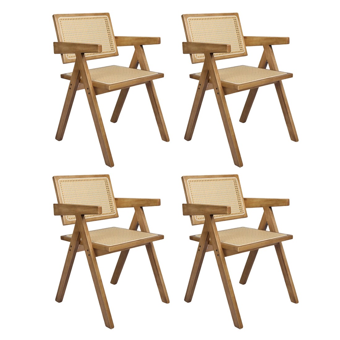 1 Levede 1 Set Of 4 Rattan Dining Chair - Natural, 1 of 6