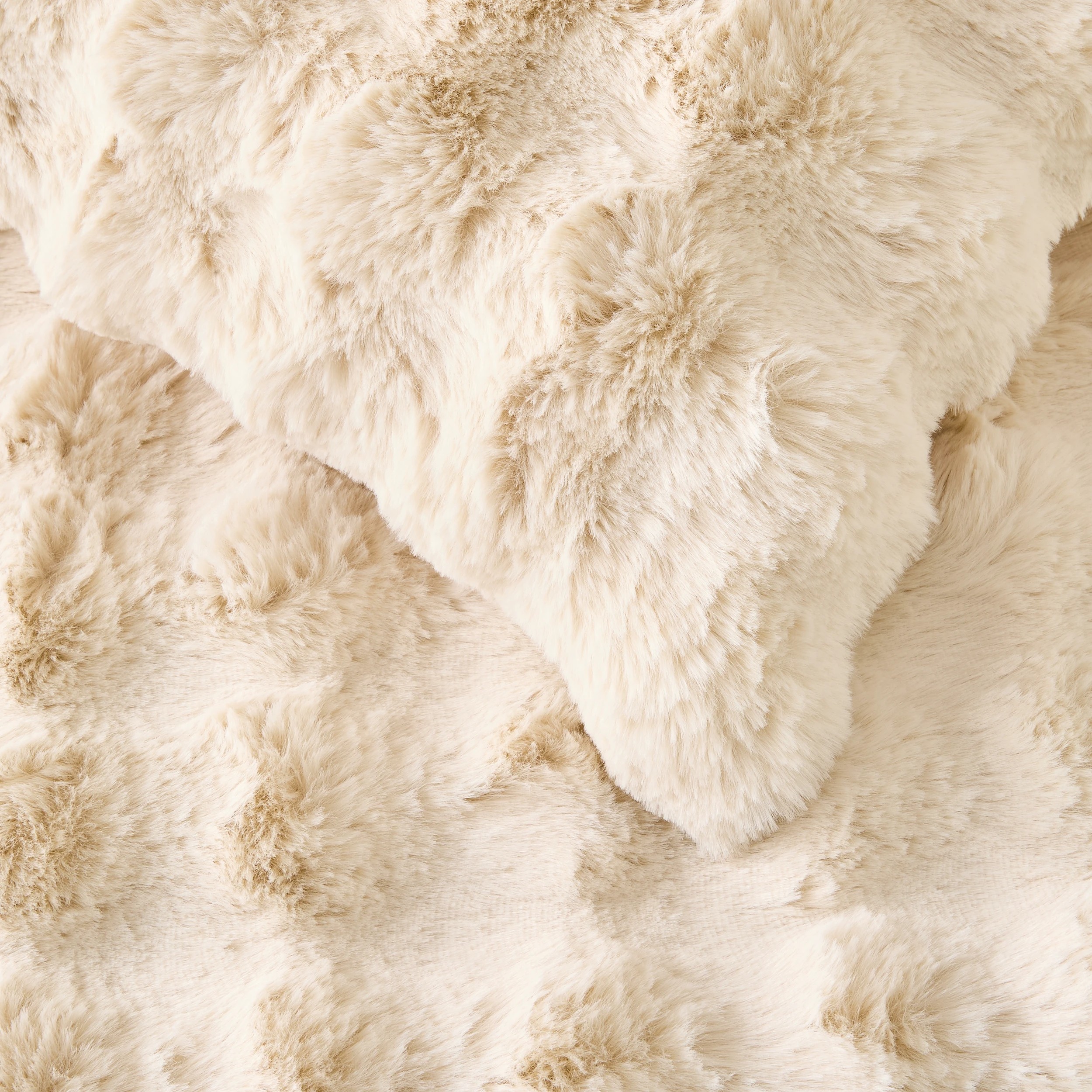 4 Faux Fur Quilt Cover Set - Super King Bed, Beige, 4 of 7
