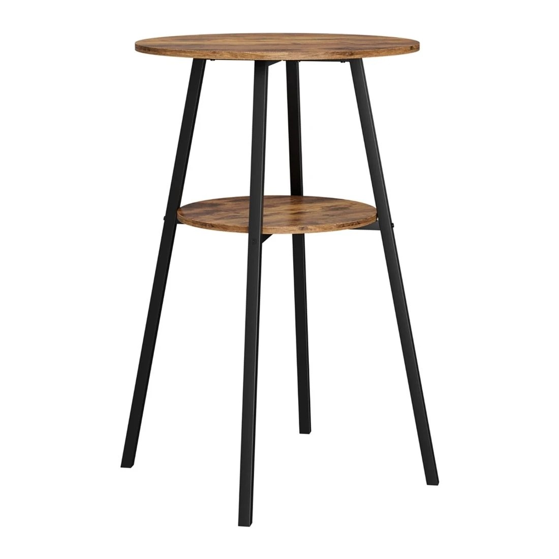 5 Artiss Bar Table Dining 2-Tier Storage 95cm Height Adjustable Metal Round Walnut - Brown, 5 of 8