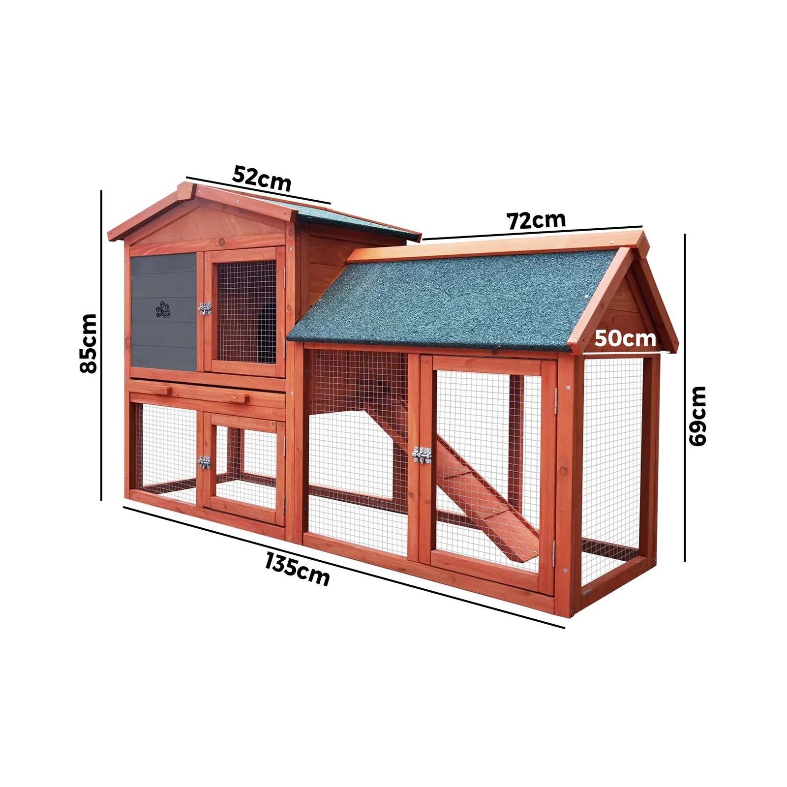 10 Alopet Rabbit Hutch Chicken Coop Bunny House Run Cage Wooden Outdoor Pet Hutch - Natural, 10 of 10