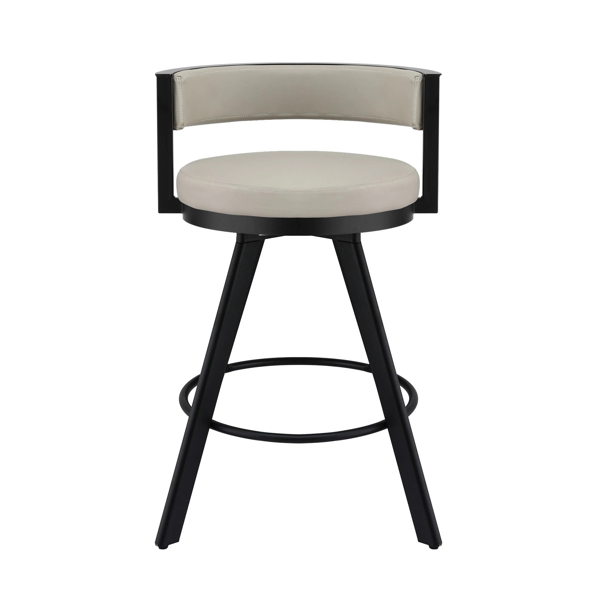 3 Artiss Bar Stool Swivel Kitchen Chair Metal PU Leather Counter - Beige, 3 of 4