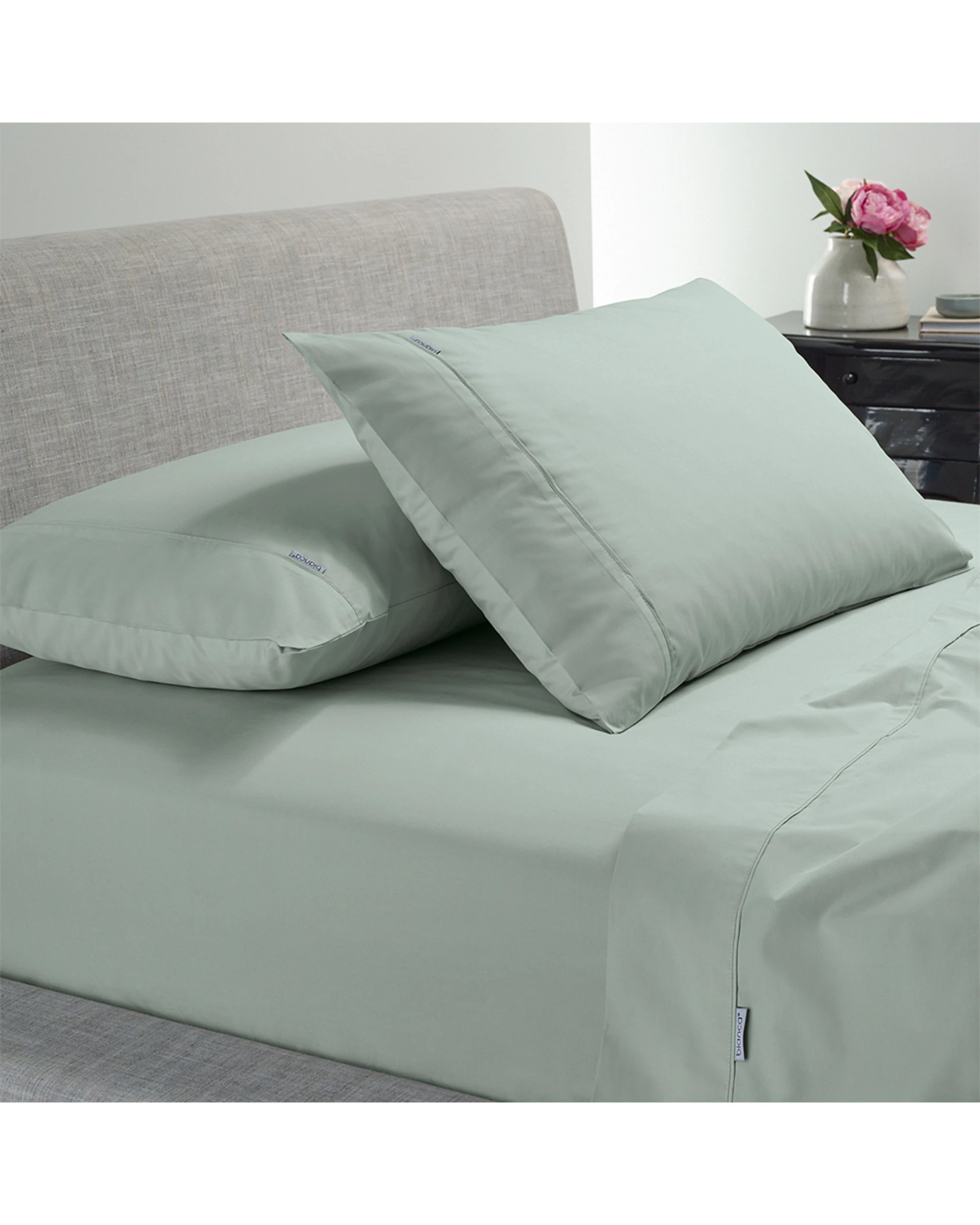 1 Bianca Heston 300TC Percale Cotton Sheet Combo Set Sage Home Bedding - Queen Bed - Green, 1 of 1
