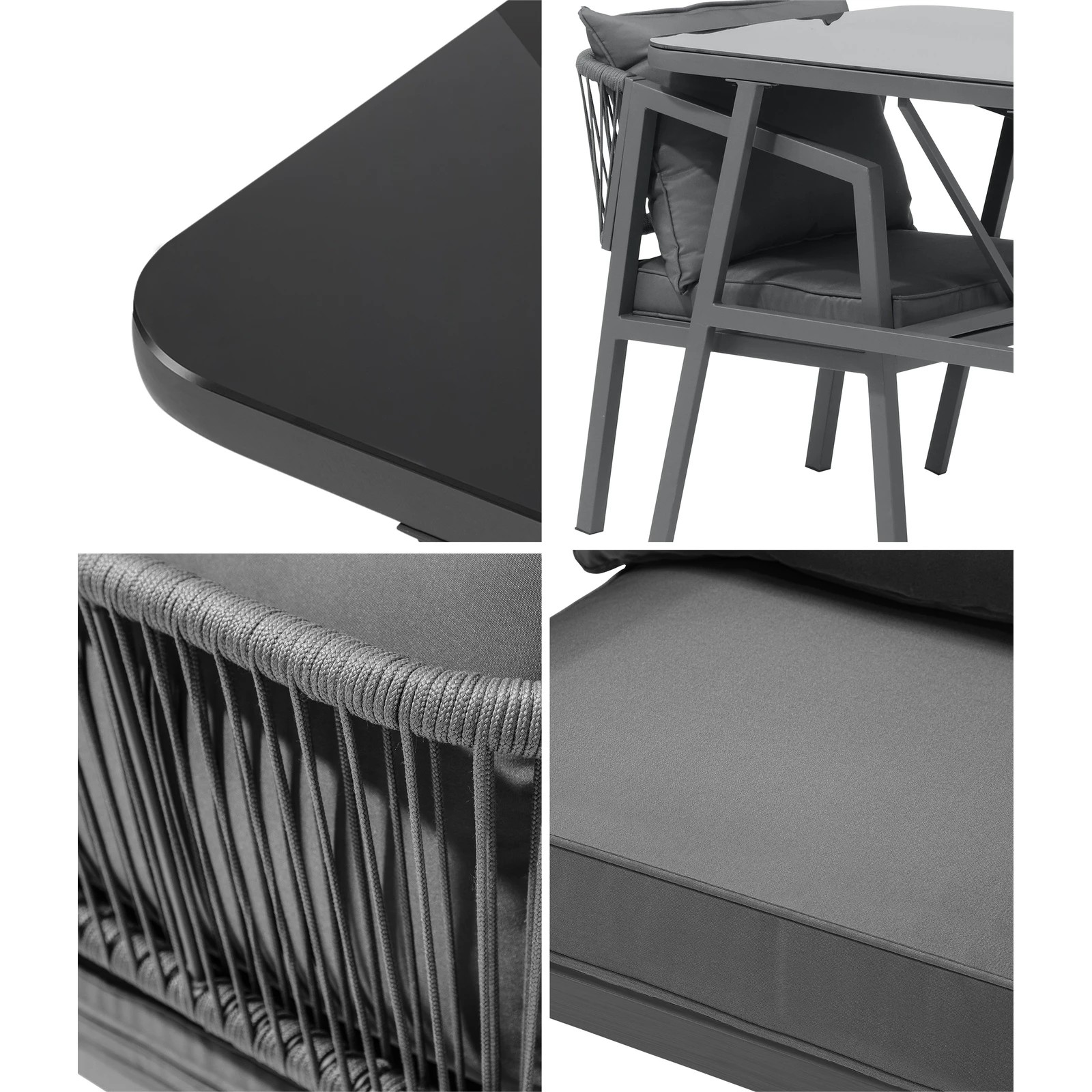 6 Livsip 3pcs Outdoor Dining Setting Lounge Patio Furniture Table Chairs Set
 - Grey, 6 of 10