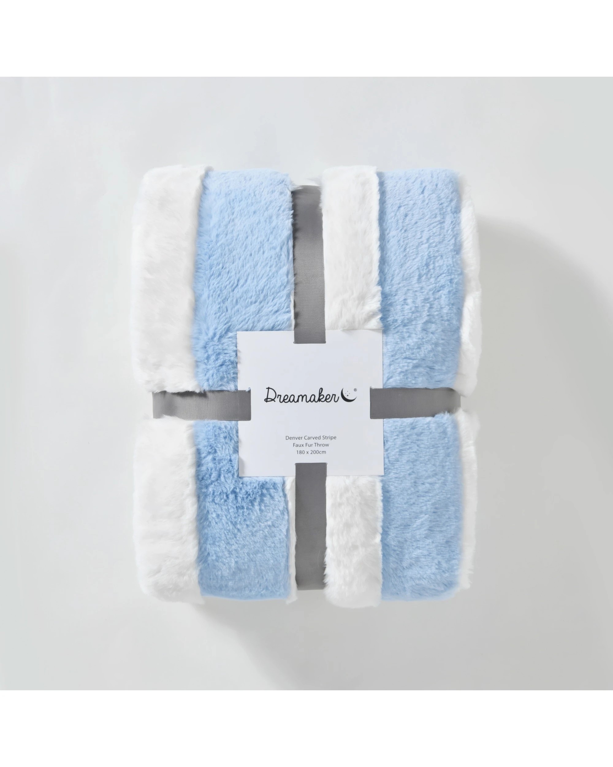 5 Dreamaker Denver Carved Stripe Faux Fur Throw 180x200cm - Sky, 5 of 8