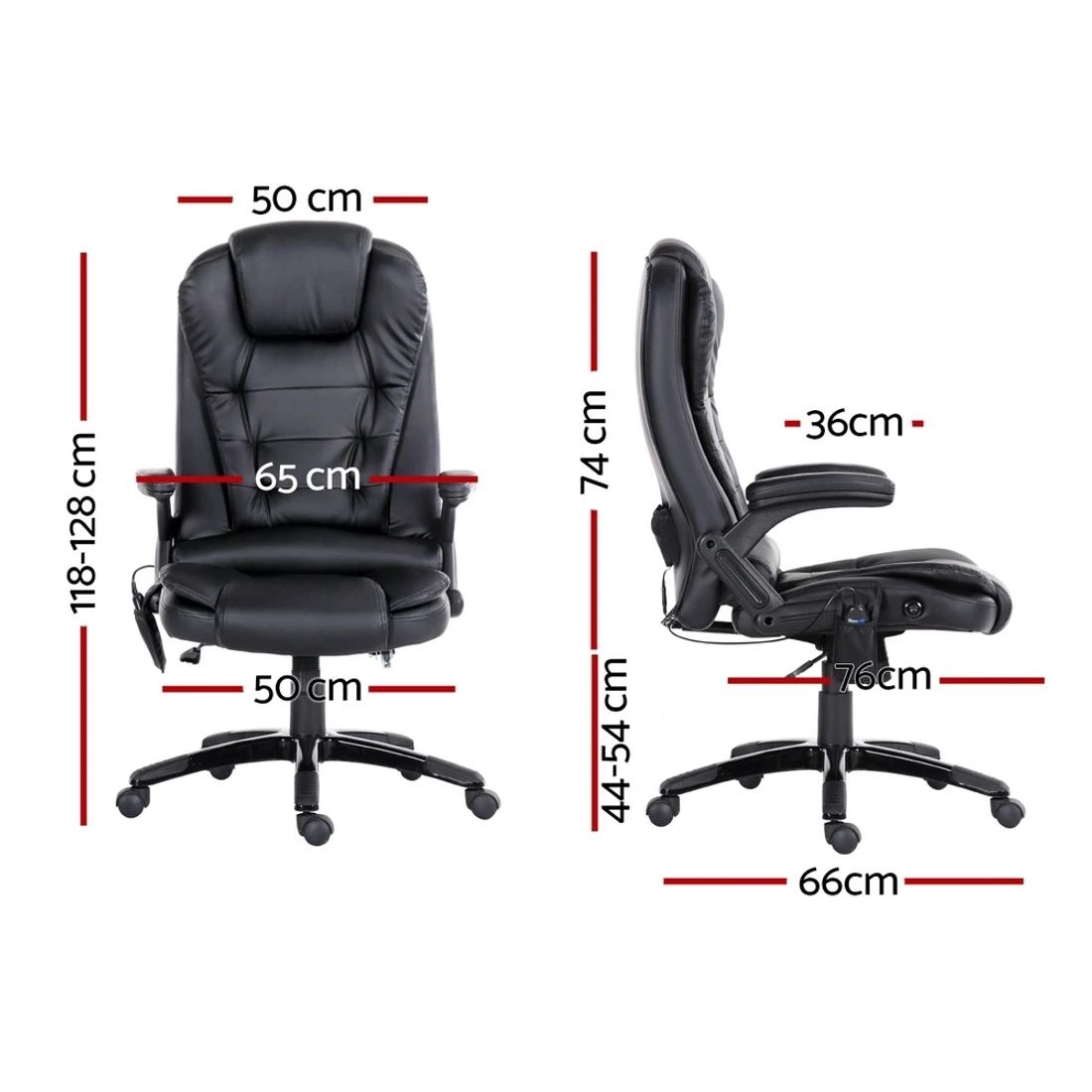 2 Artiss 8 Point Massage Office Chair Heated Seat Recliner - Black, 2 of 9