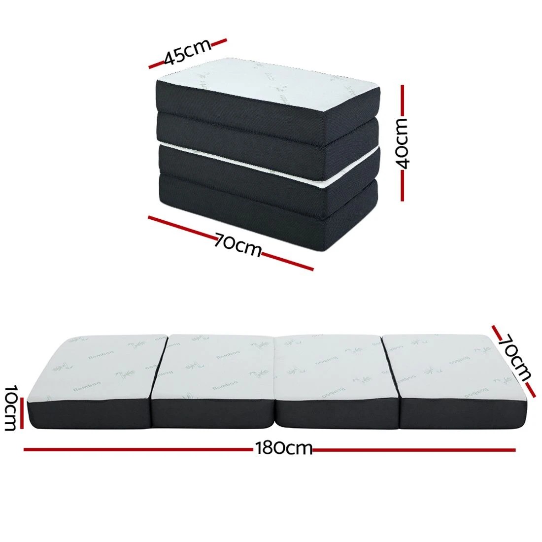 2 Giselle Bedding Foldable Mattress Folding Foam Sofa Bed Mat Bamboo Portable Easy Storage Comfortable Support
 - black, 2 of 4