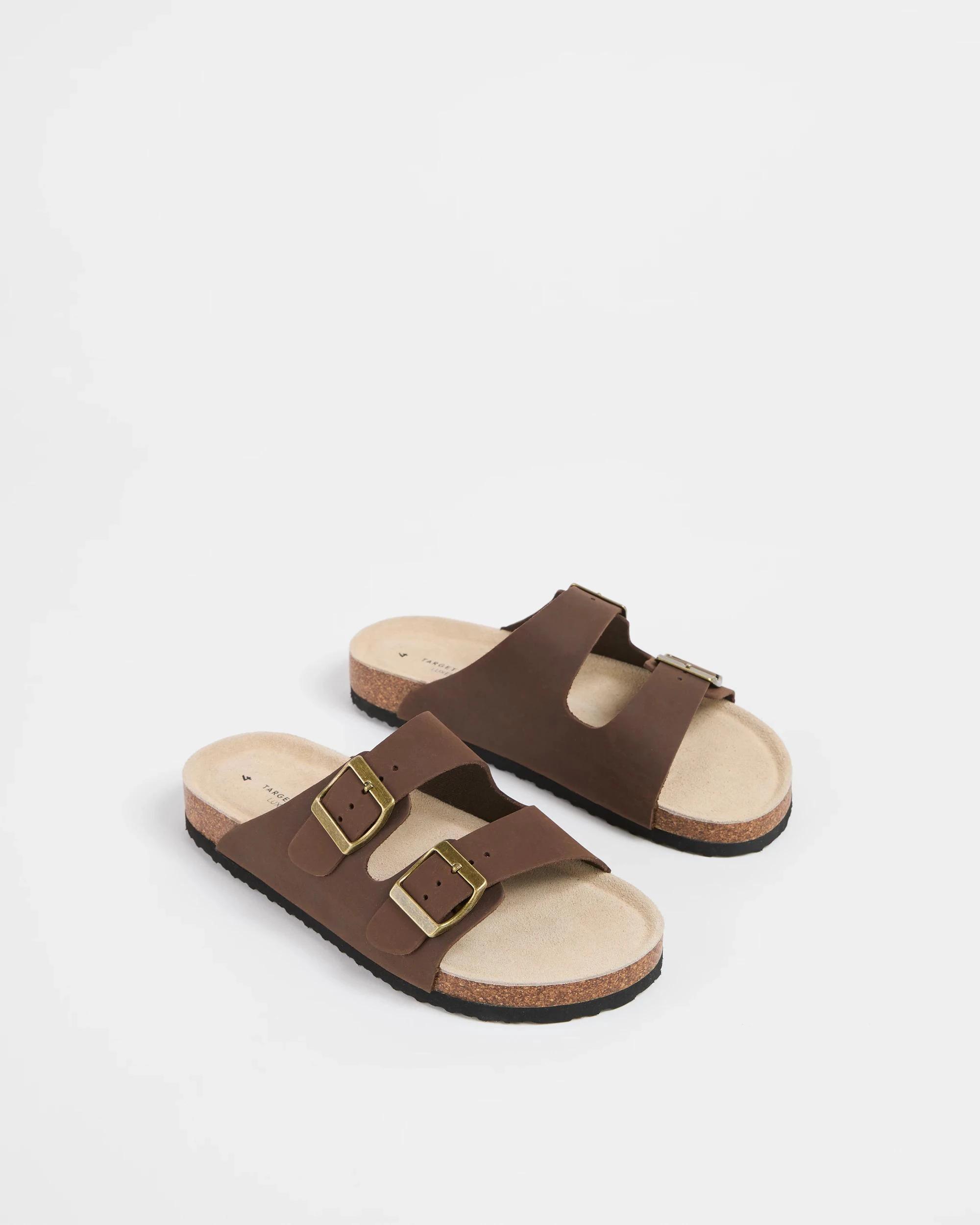 2 Target Youth Boys Youth Full Grain Leather Moulded Cork Sandal CHOCOLATE, 2 of 3