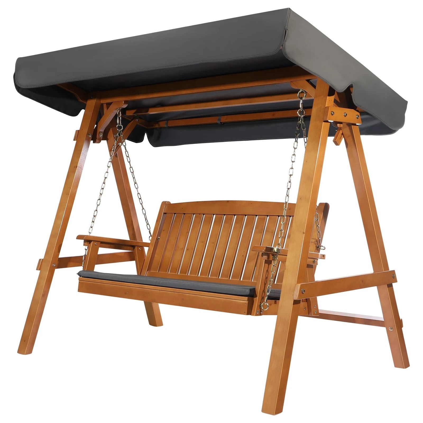 9 Alfordson Swing Chair Outdoor Furniture Wooden Garden Patio Bench Canopy Teak XL - Orange, 9 of 10