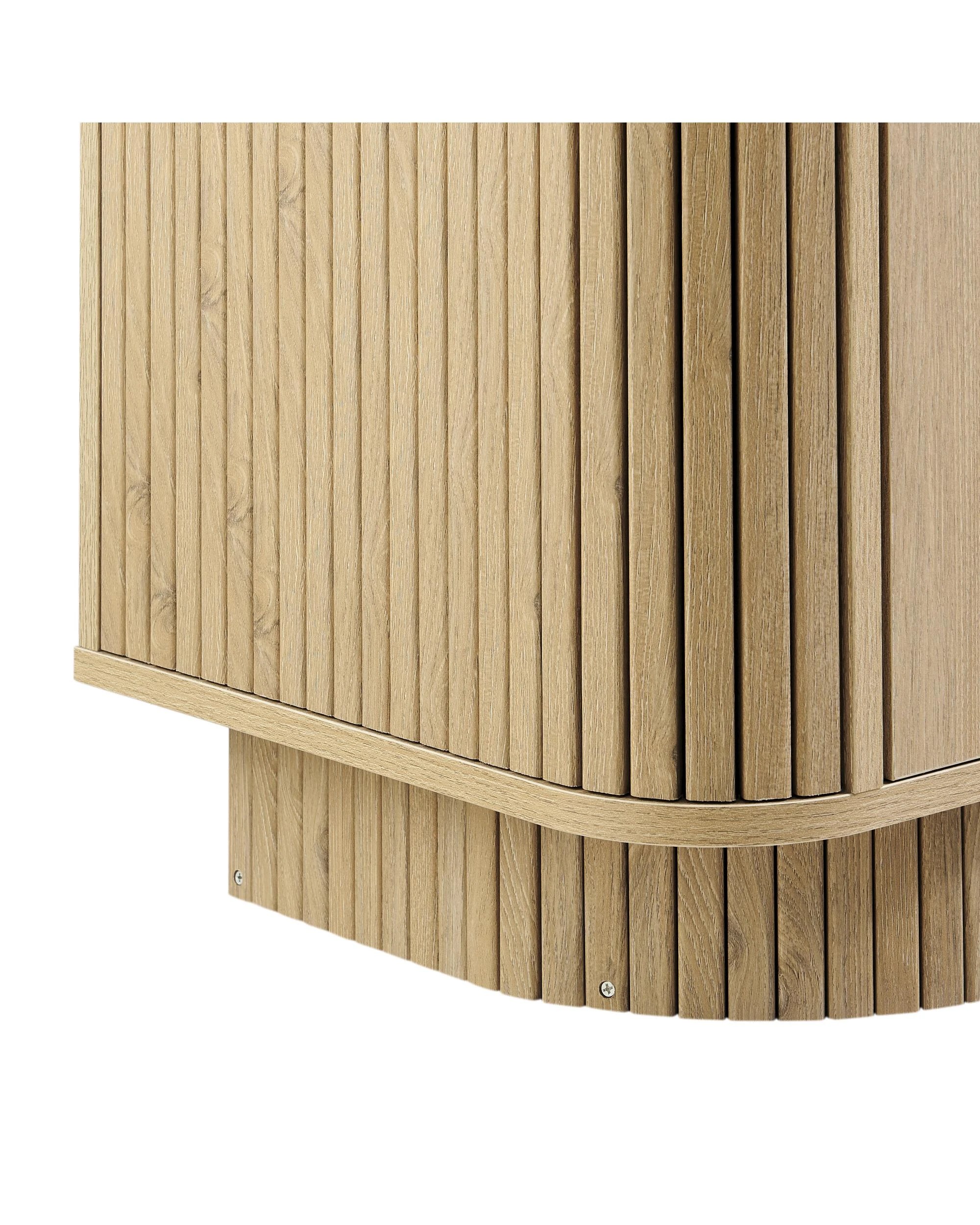 8 Kodu Curved Bedside Unit Nightstand Side Table 1 Door Oak - Natural, 8 of 10