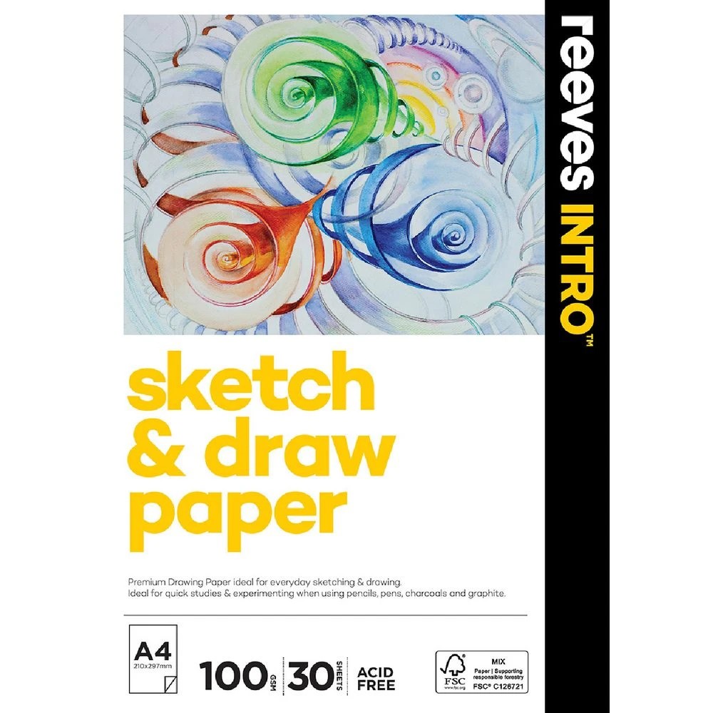 1 Reeves Intro A4 Sketch Draw Pad 100gsm 30 Sheets, 1 of 6