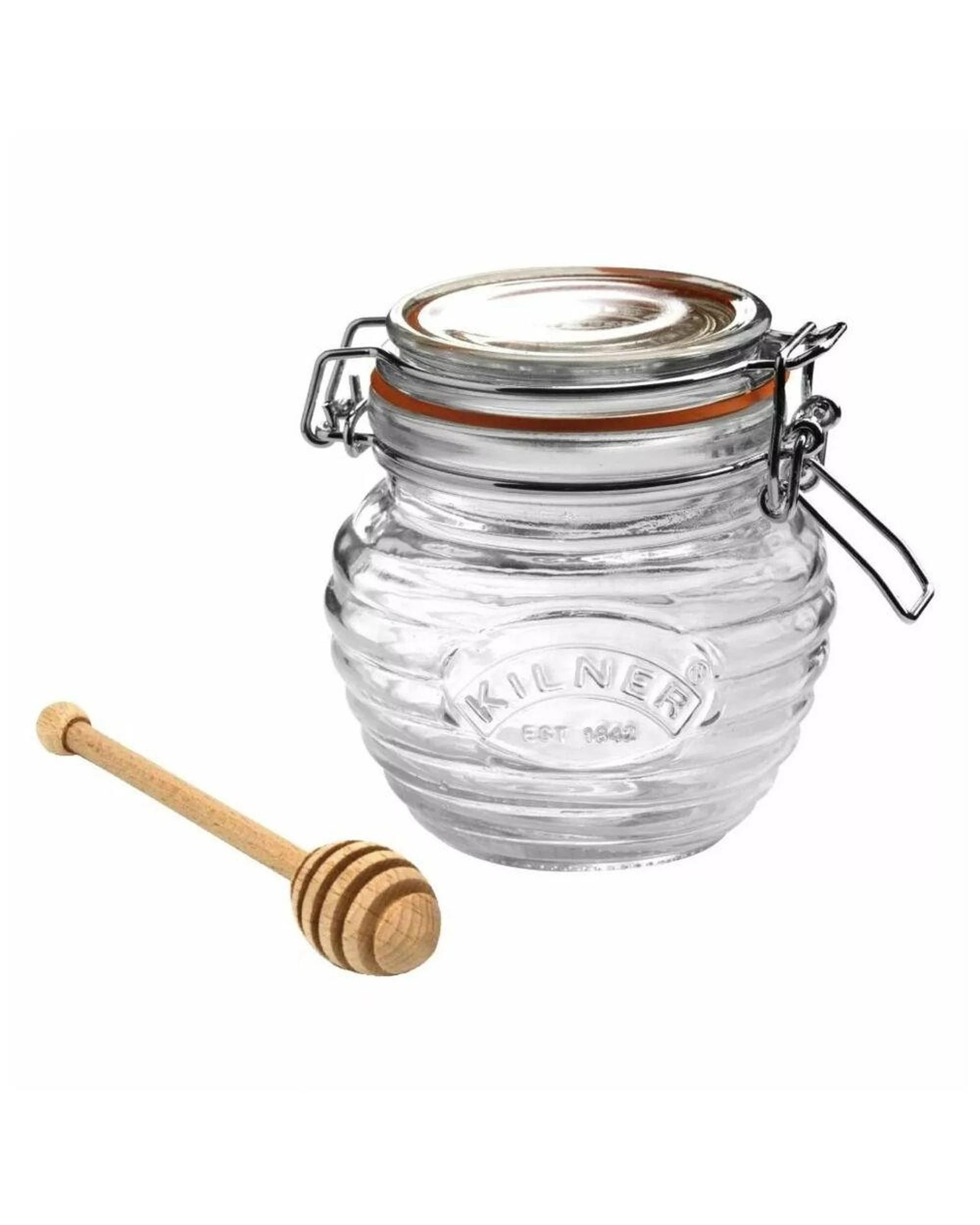 1 Kilner Honey Pot with Beechwood Dipper 400ml - Clear, 1 of 7