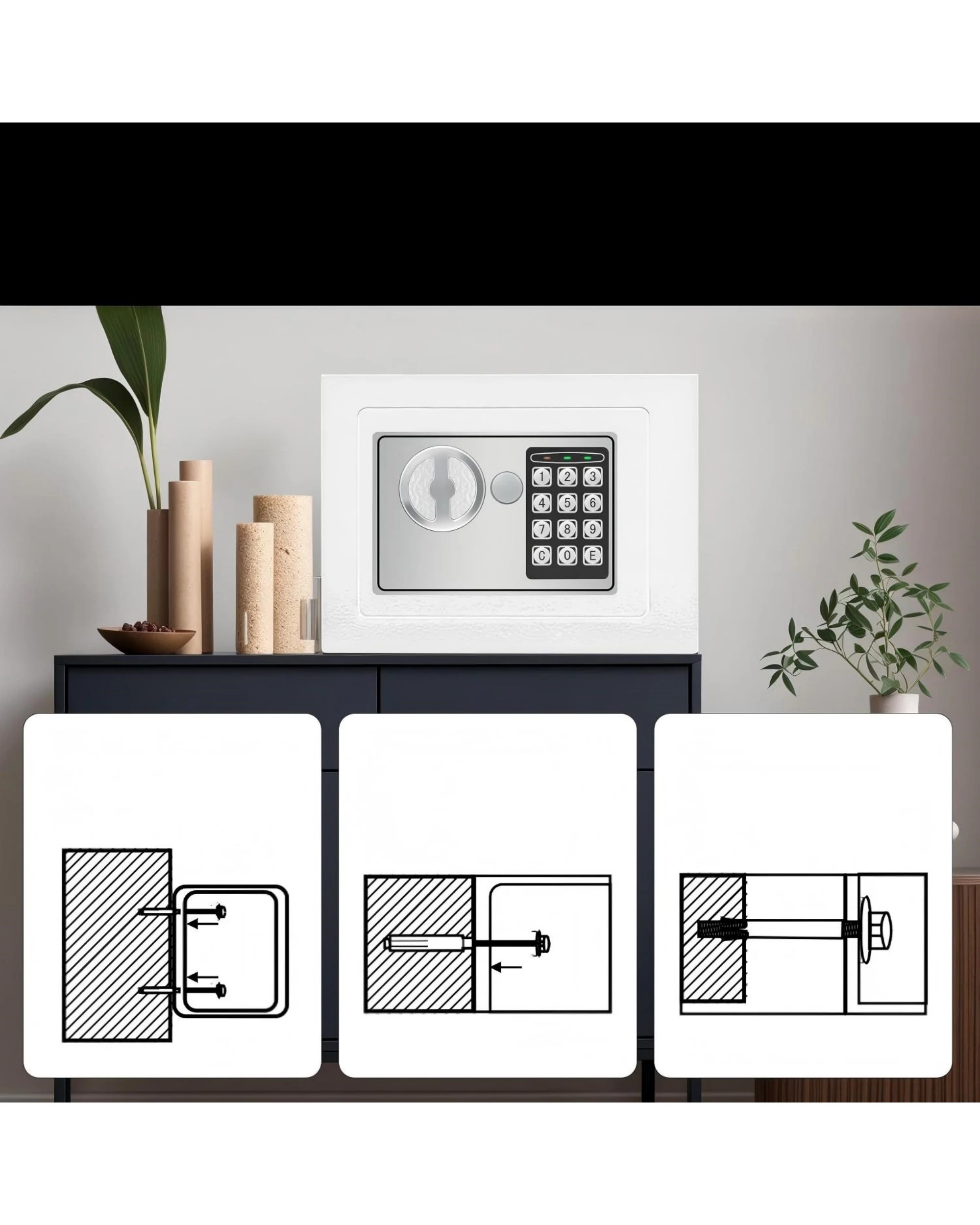 7 Advwin Security Safe and Lock Box 6.5 L/0.23 Cubic Feet - White, 7 of 8