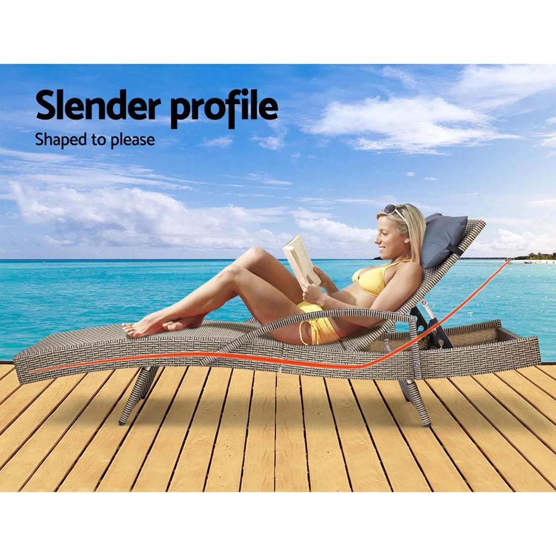 3 Gardeon Sun Lounge Wicker Lounger Outdoor Furniture Beach Armchair Adjustable & - Grey, 3 of 7