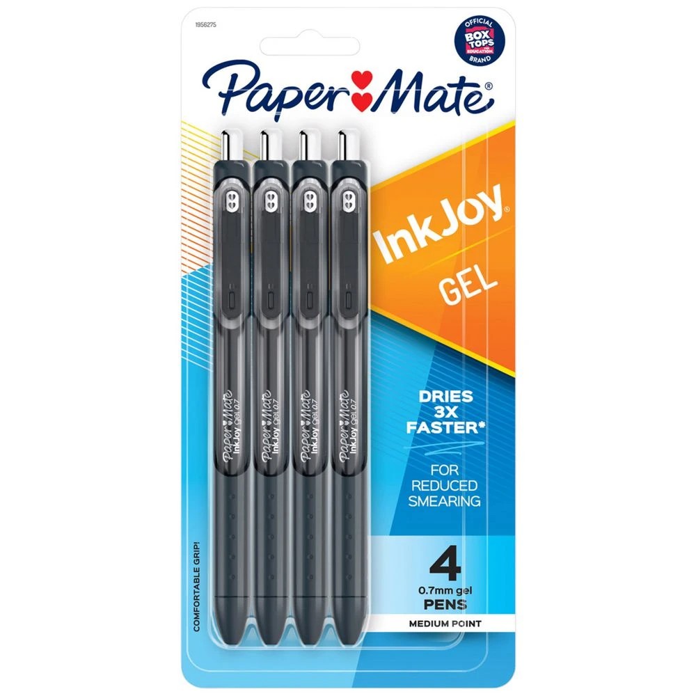 1 Paper Mate InkJoy Gel Pens 0.7mm Black 4 Pack, 1 of 8