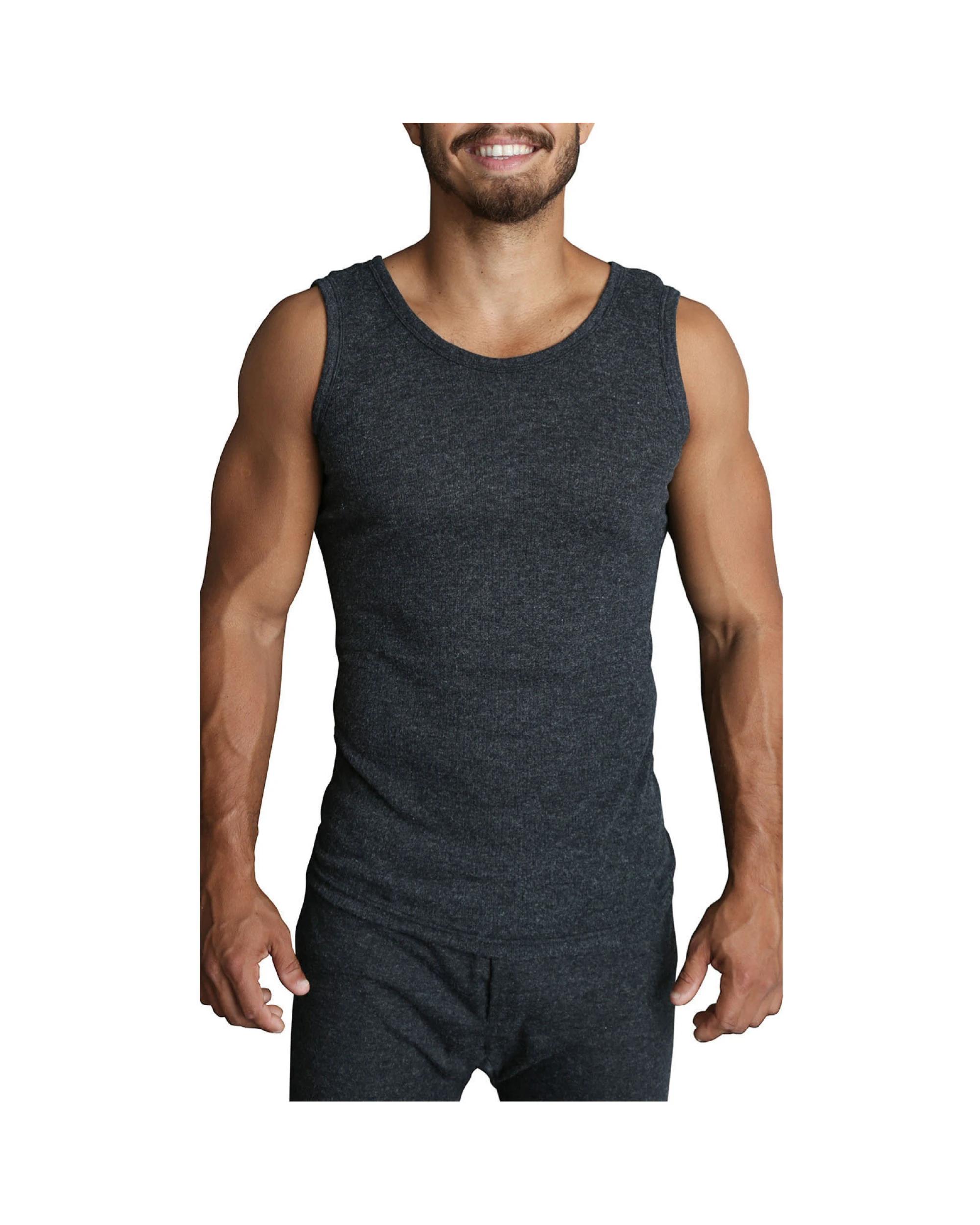 1 BR Home Mens Merino Wool Blend Thermal Singlet in Black S , 1 of 2