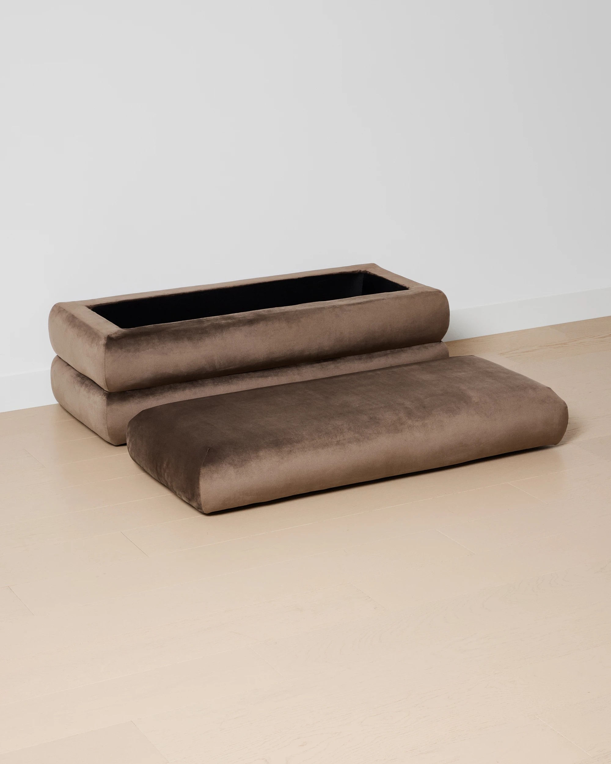 3 Aleks Velvet Storage Bench - Chocolate, 3 of 8