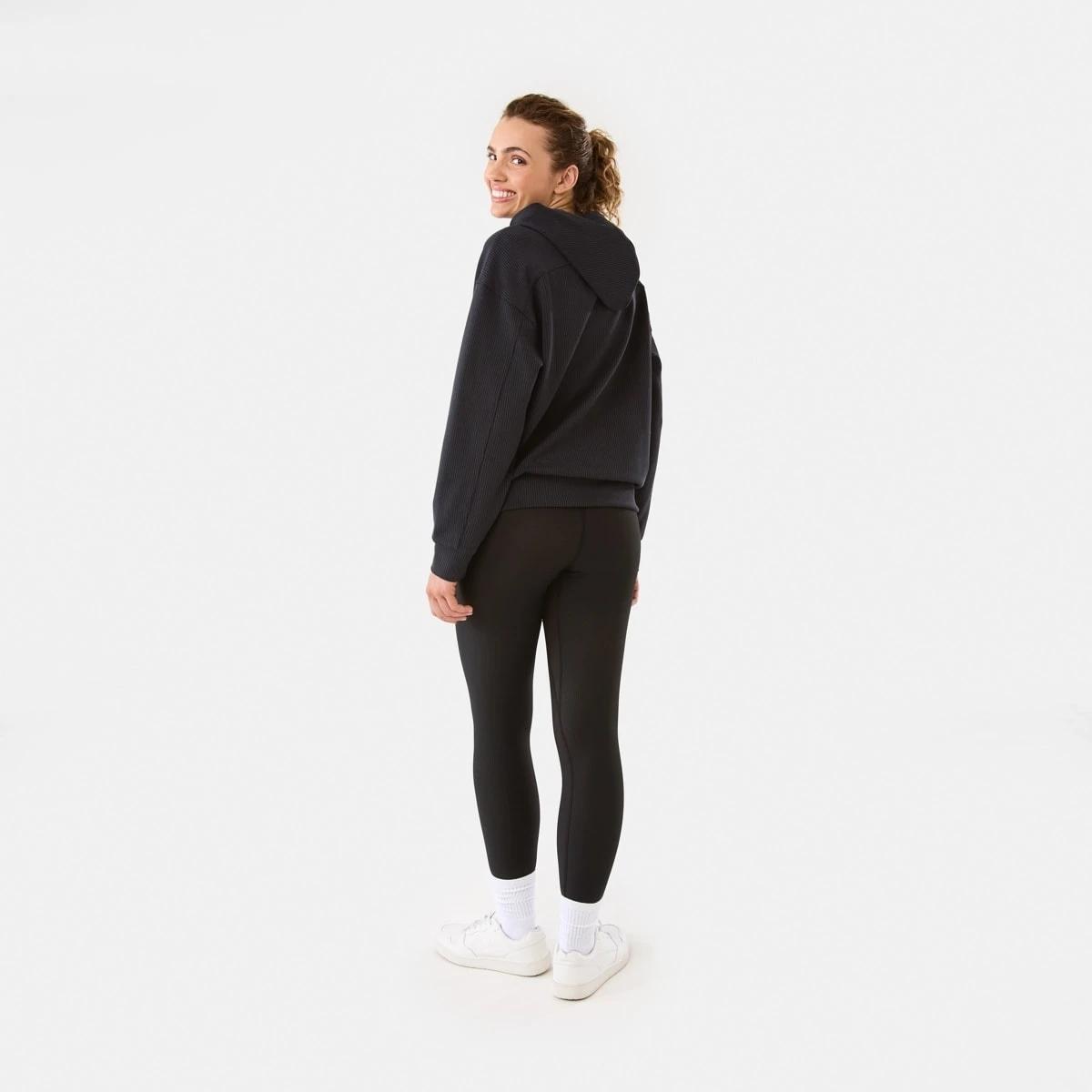 4 Active Womens Ribbed Scuba Hoodie Washed Black, 4 of 10