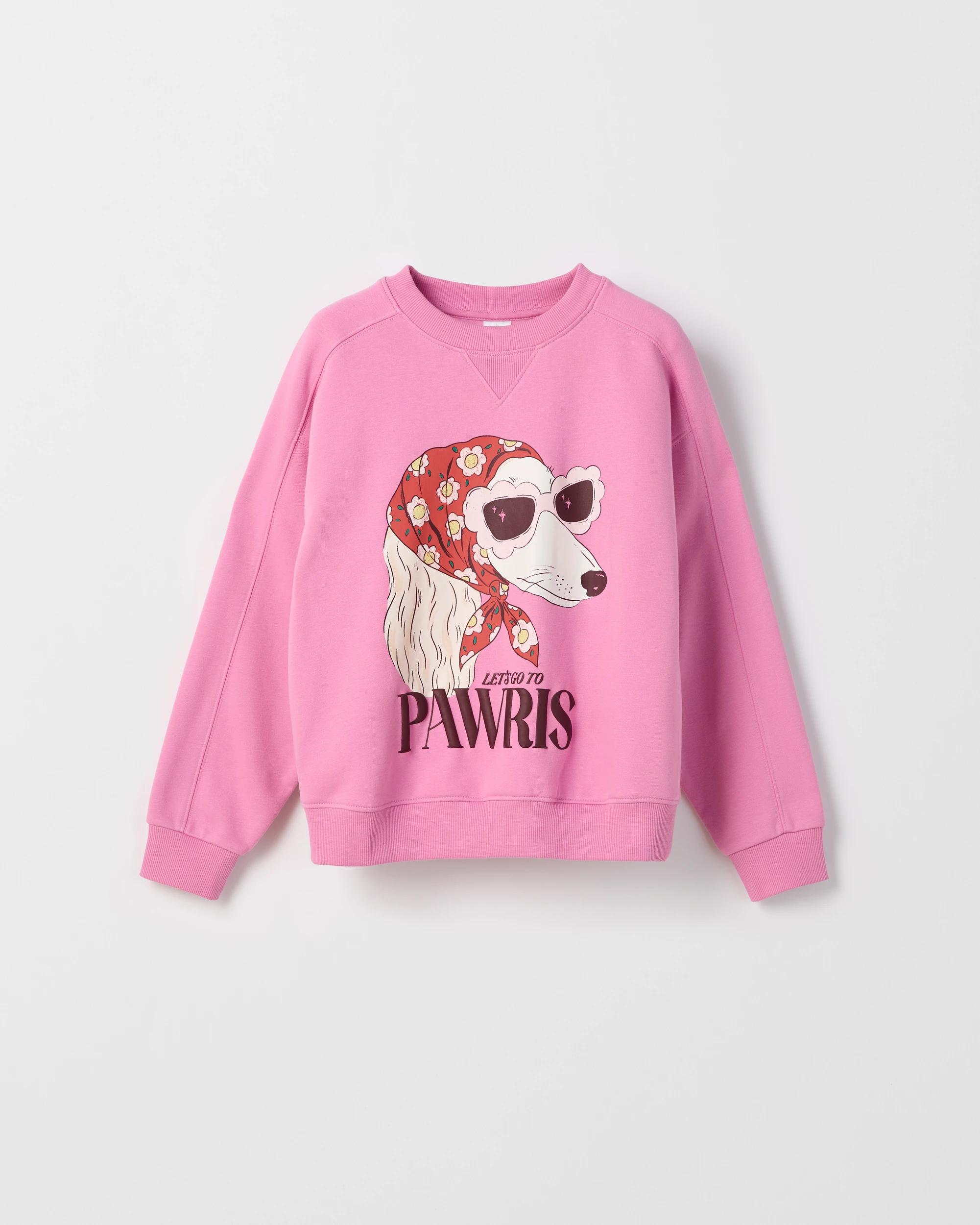 6 Target Kids Australian Cotton Blend Long Sleeve Fleece Top SCARF POOCH PINK, 6 of 7