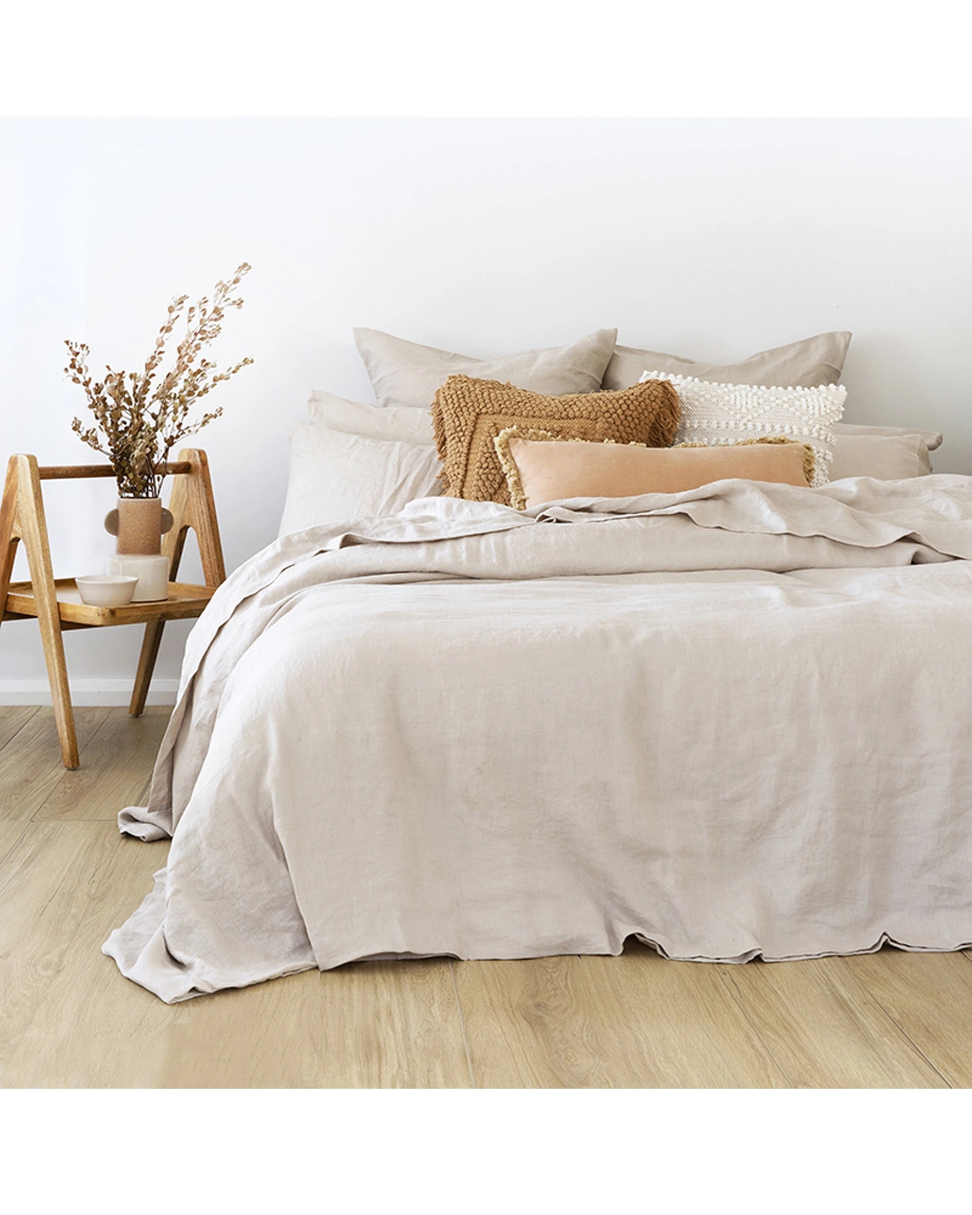 1 Bambury Linen Quilt Cover Set Pebble Soft Woven - Grey, 1 of 5