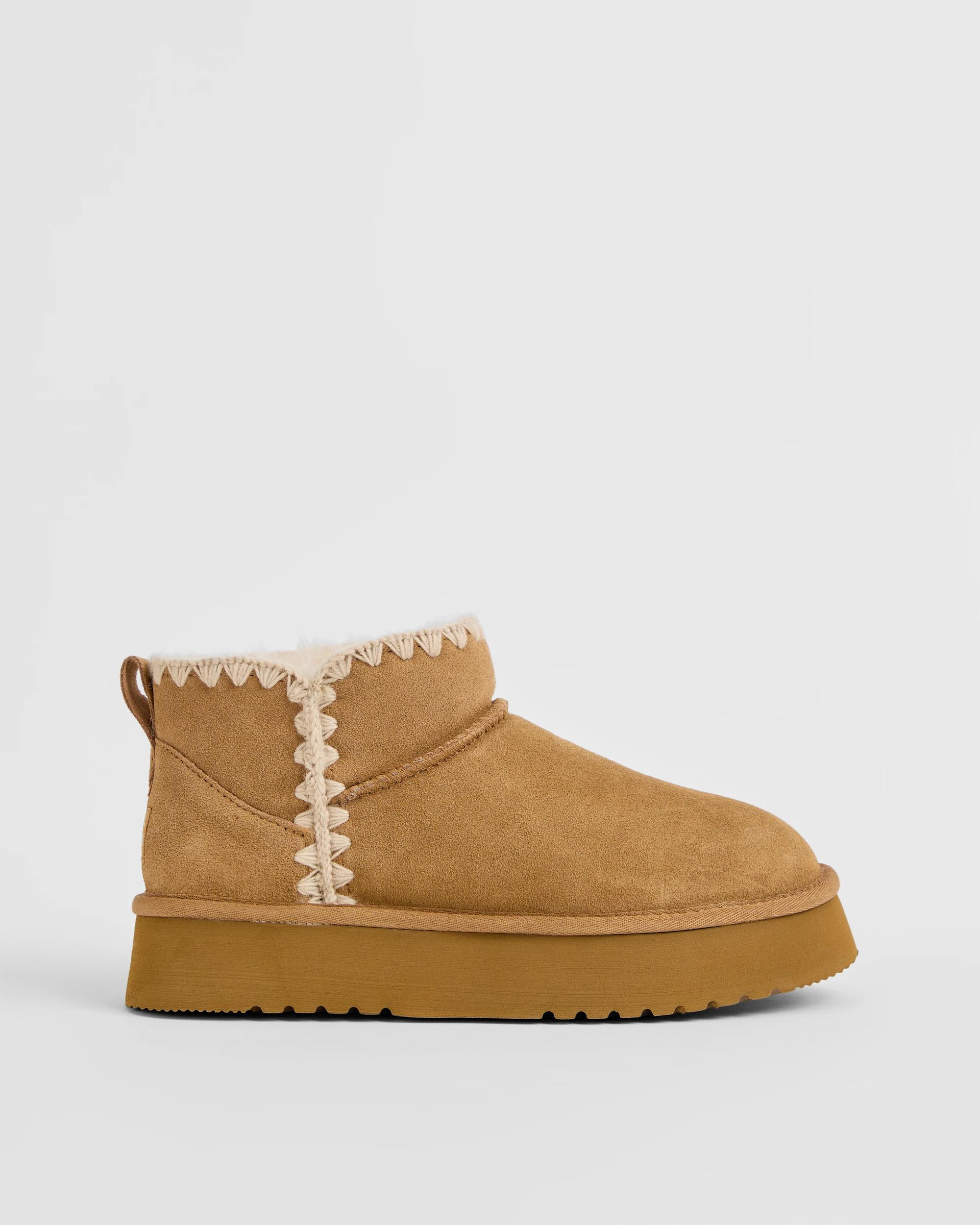 1 Australian Design Ugg Boots and Slippers Australian Design Ugg Sheepskin and Leather Platform Pixie Boot CHESTNUT, 1 of 4