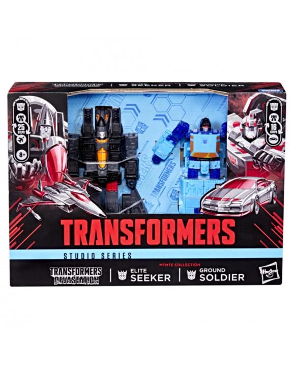 Transformers Studio Series Deluxe Class: Devastation Ground Soldier and Elite Seeker MTME Collection Action Figures