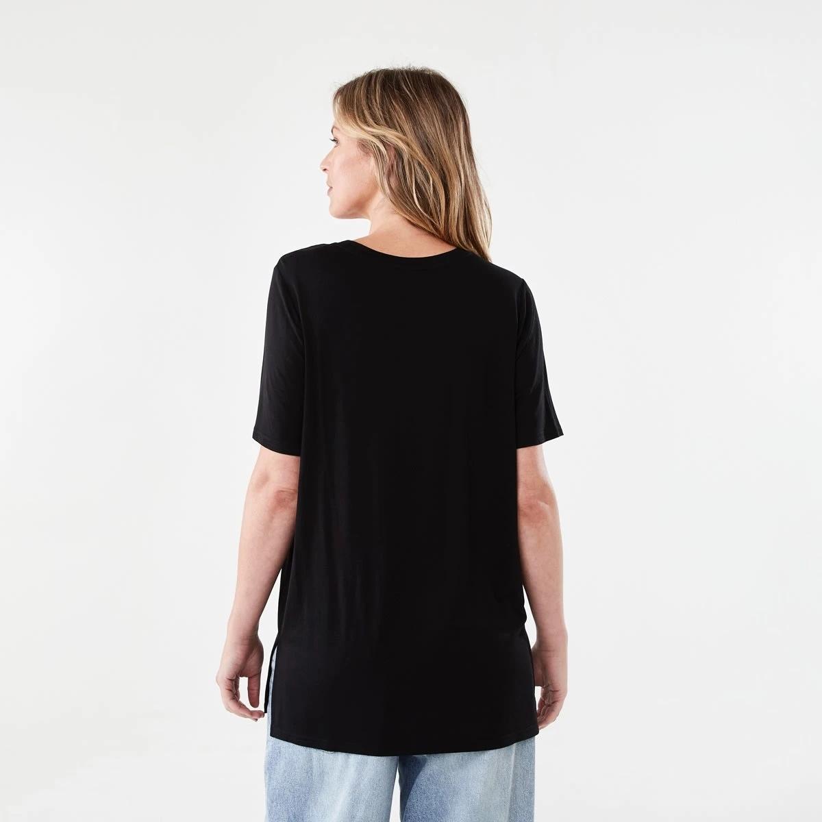 3 Short Sleeve Stepped Hem Tunic BLACK, 3 of 6