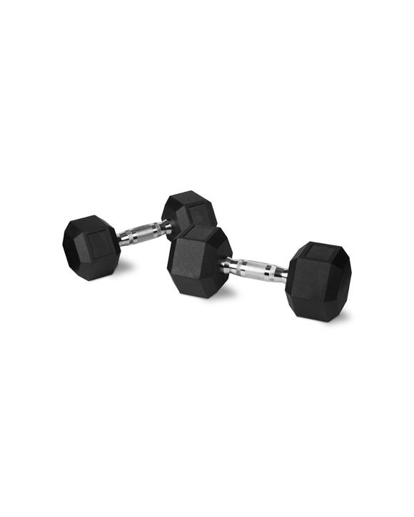 BodyWorx 2PK Rubber Hex Dumbbell 3kg Chromed Grip Home Gym Workout Set Ergonomic - Black